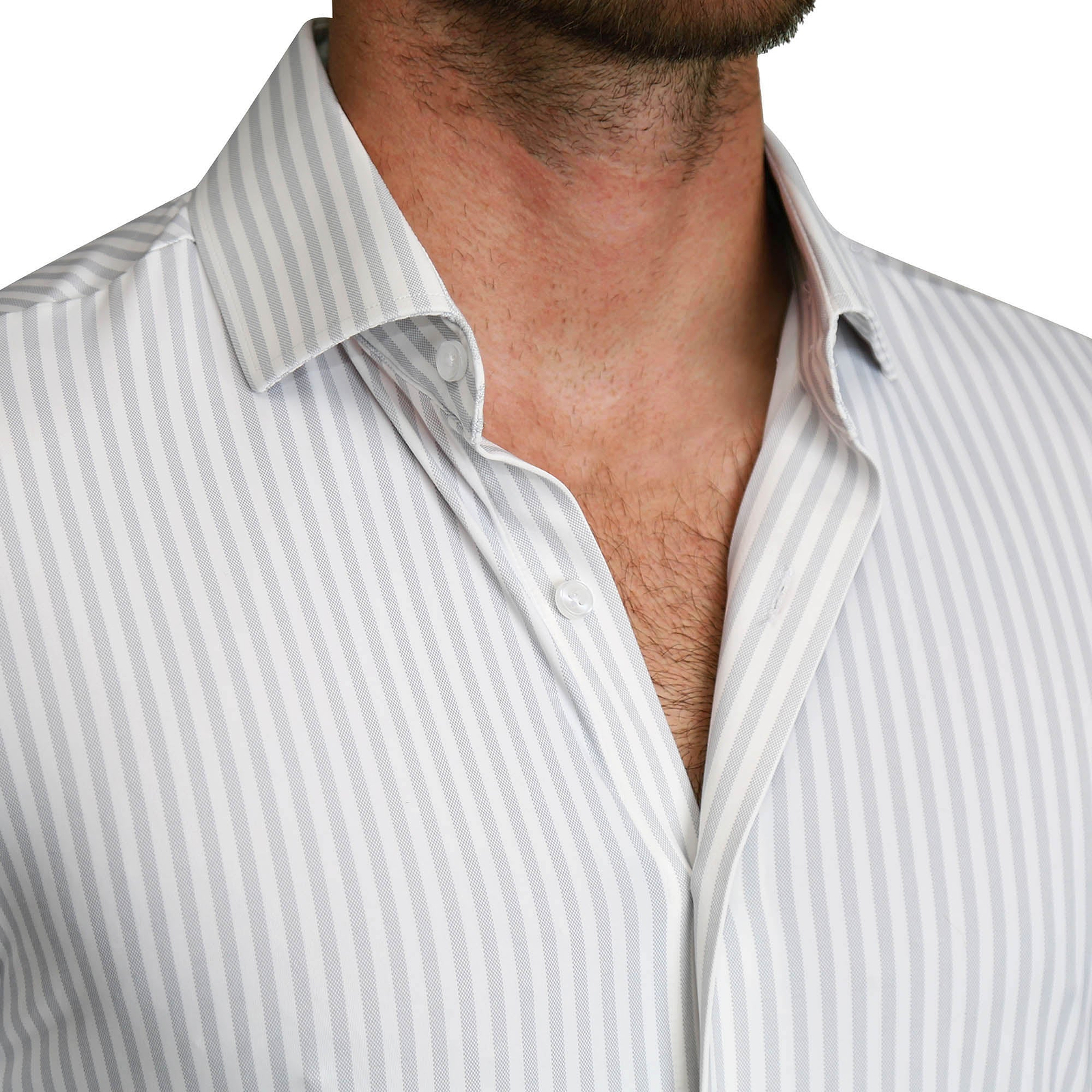 "The Aaria" Sport Shirt - Light Grey Bengal Stripe