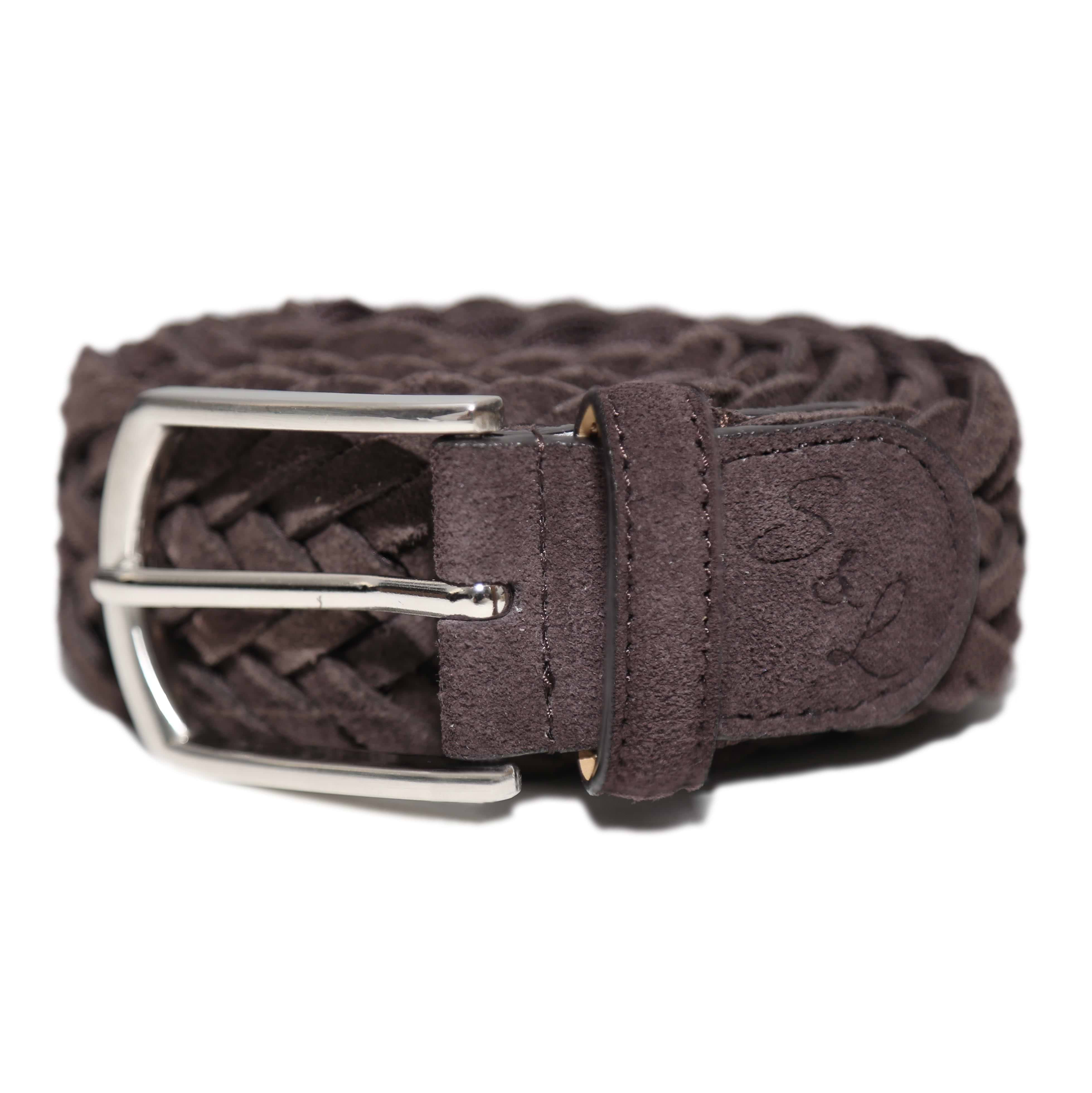 Braided Suede Belt - Dark Brown