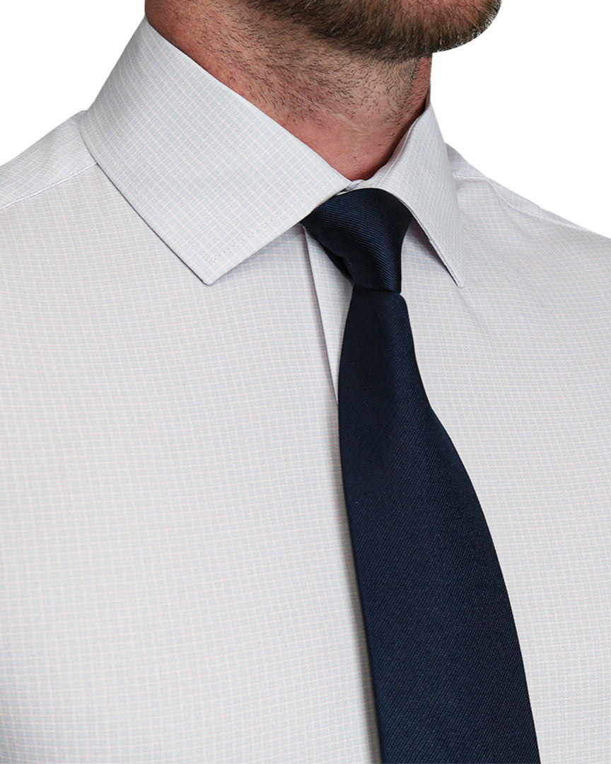"The Brady" Light Pink & Light Blue Mini Check - Classic Fit