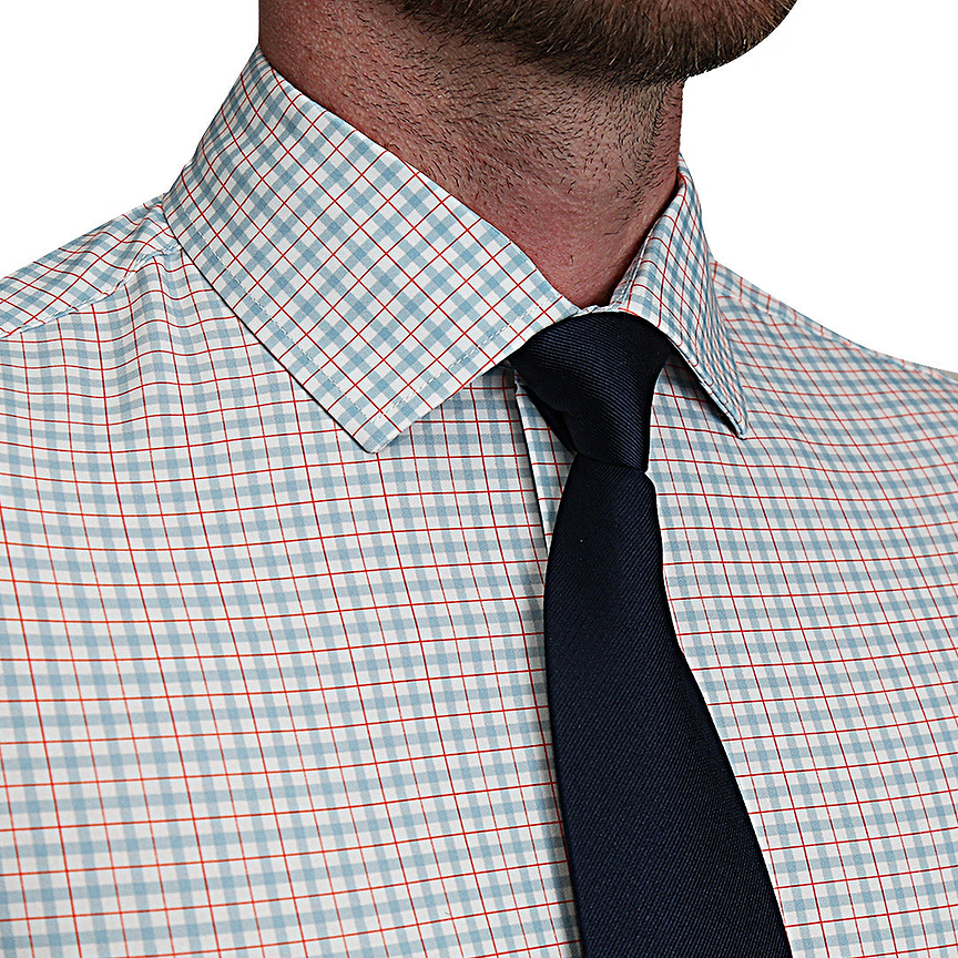"The Dimitri" Blue Plaid With Orange Windowpane