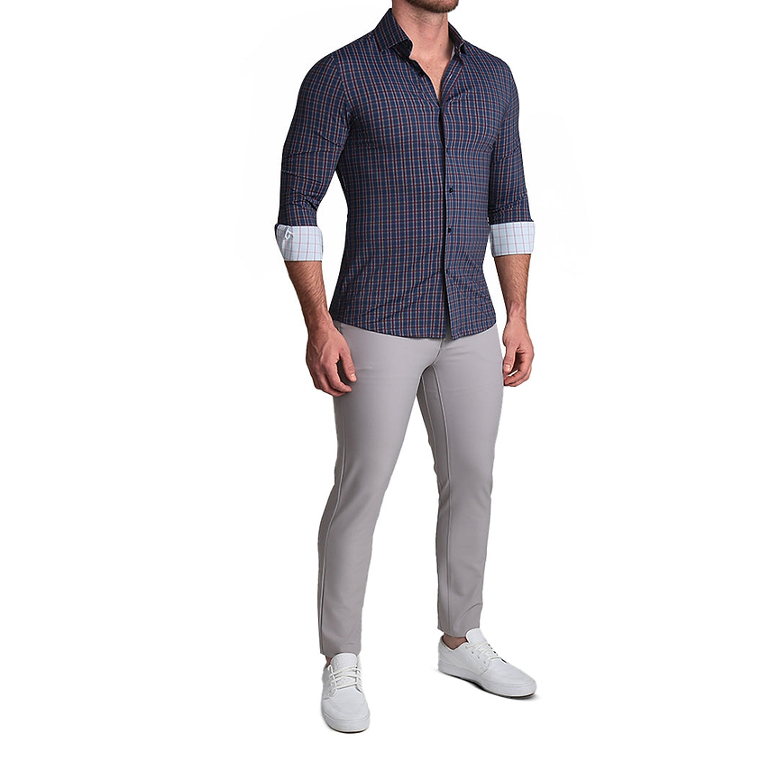 "The Spencer" Sport Shirt - Maroon, Navy, & White Plaid