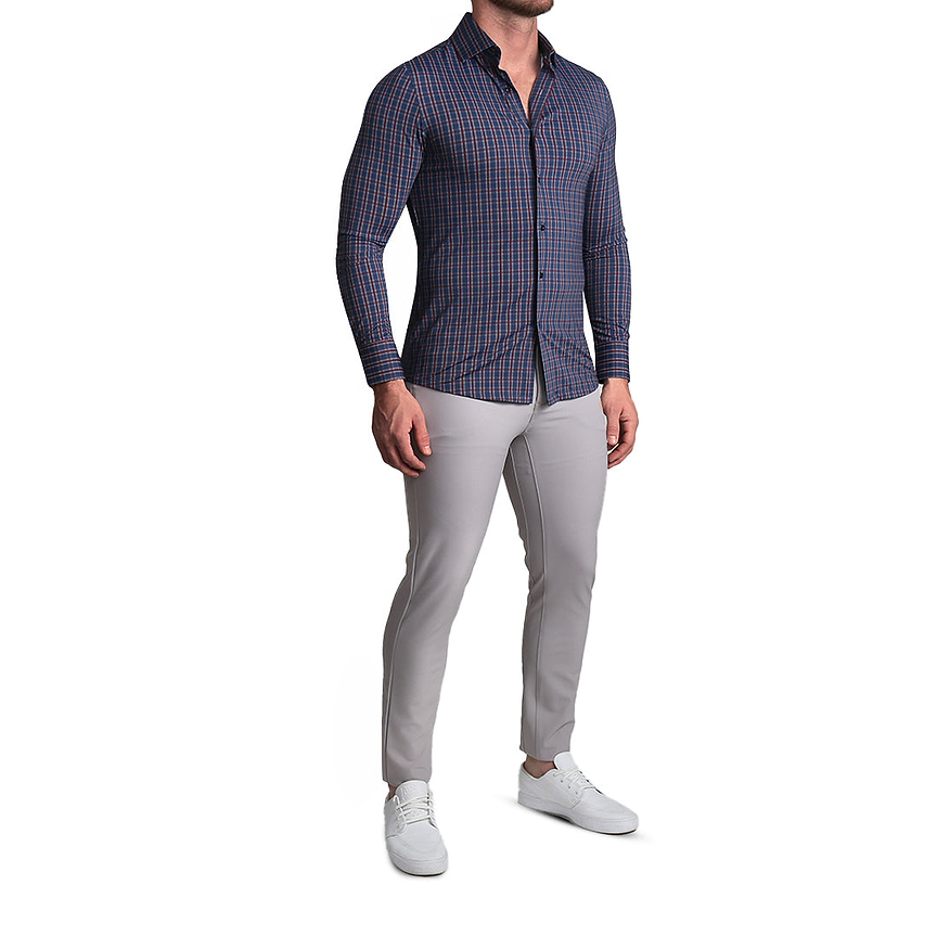 "The Spencer" Sport Shirt - Maroon, Navy, & White Plaid