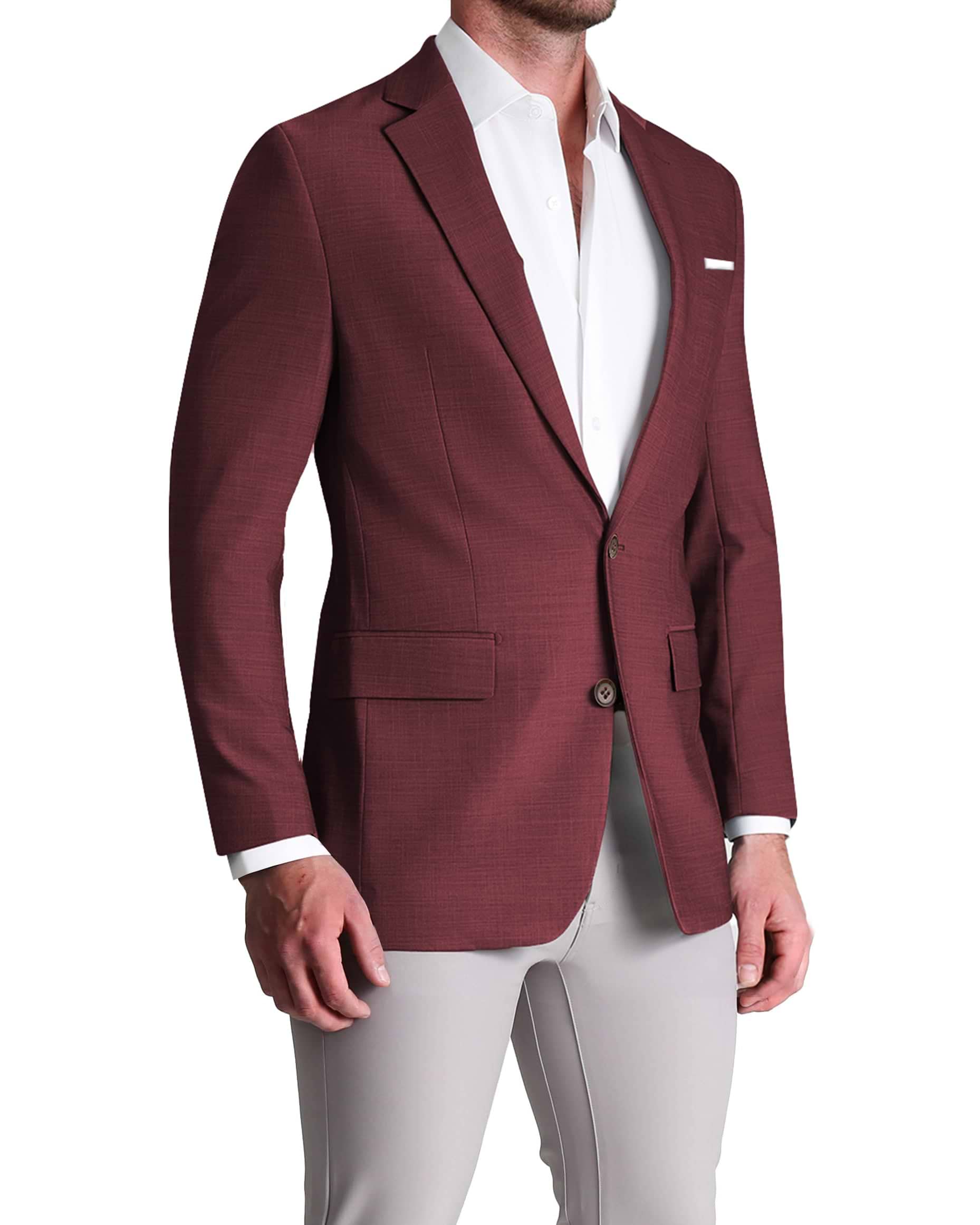 Athletic Fit Stretch Blazer - Heathered Maroon