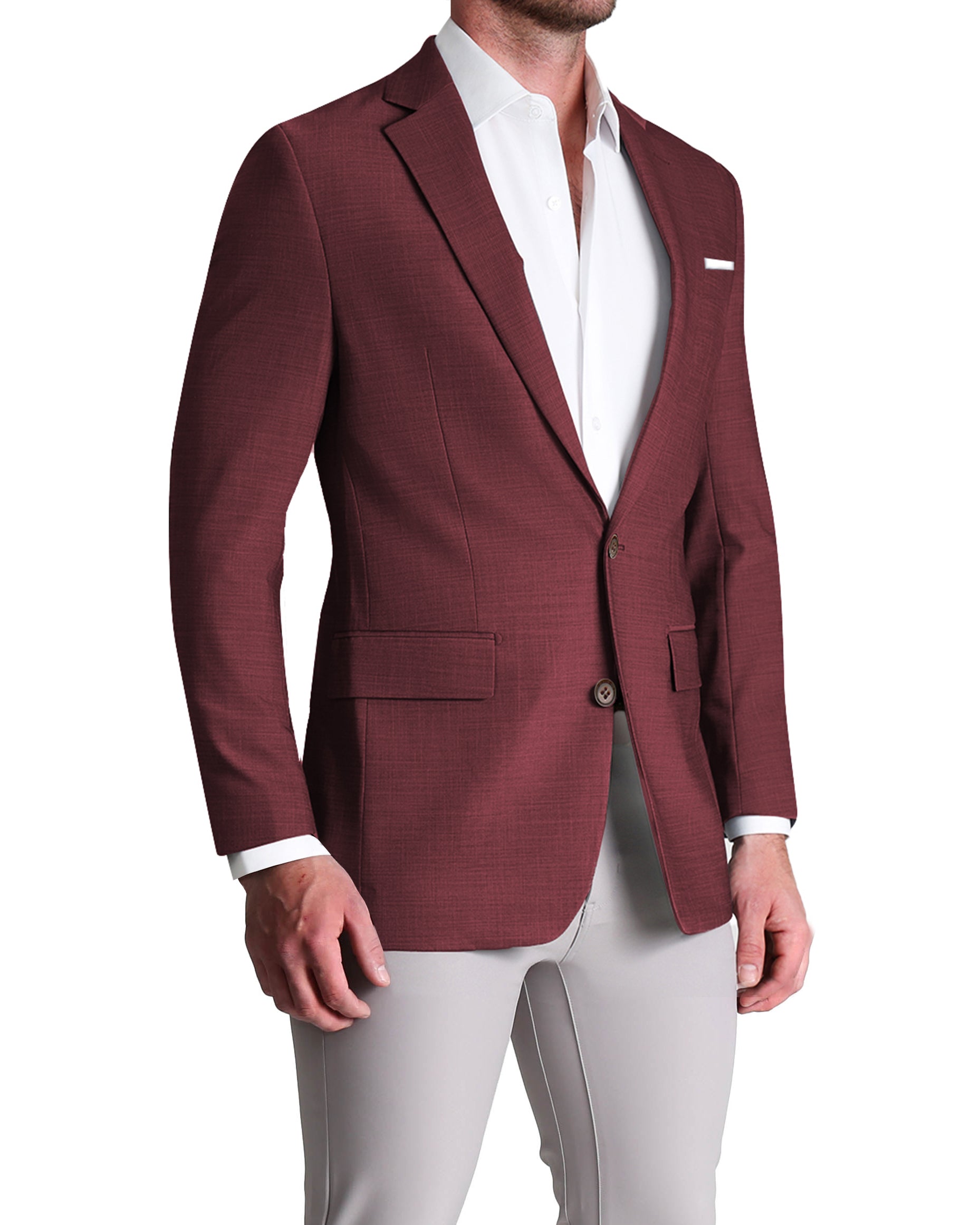 Athletic Fit Stretch Blazer - Heathered Maroon