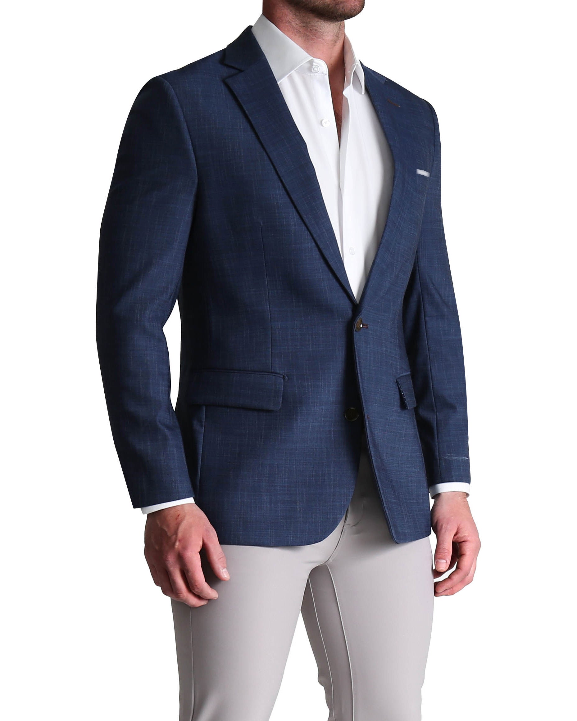 Athletic Fit Stretch Blazer - Heathered Navy