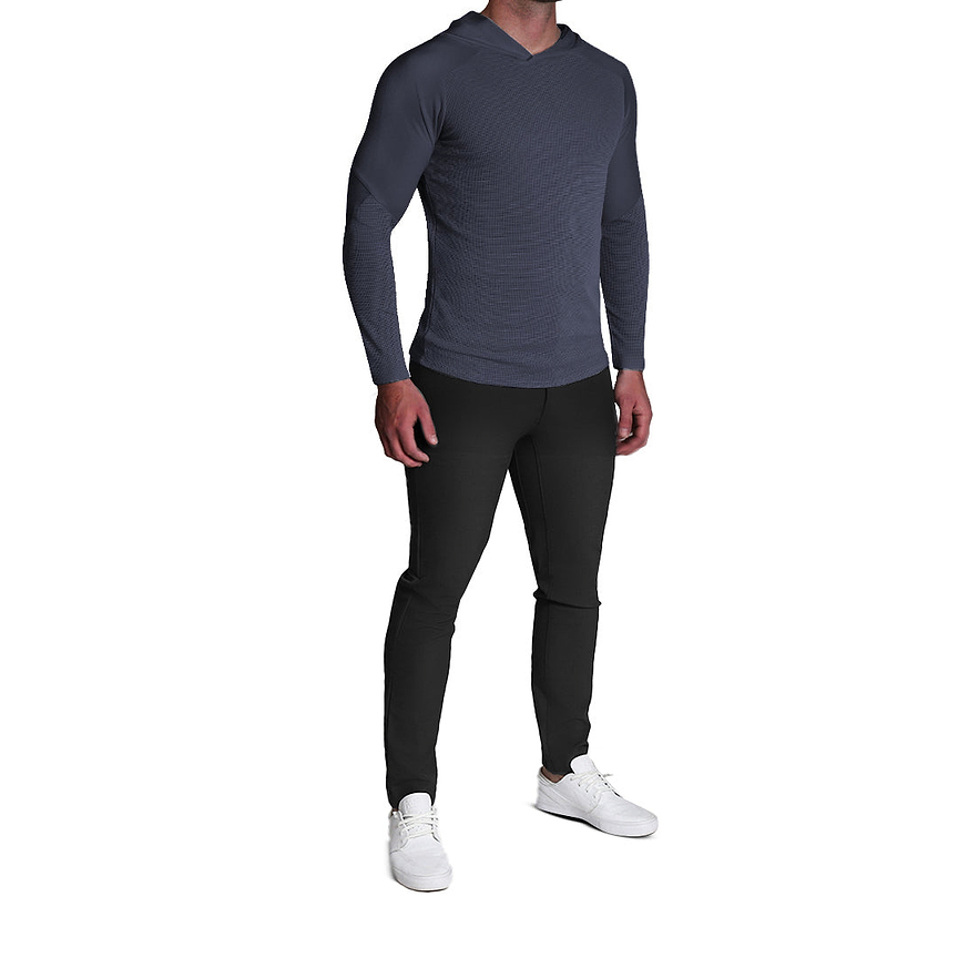 Waffle Knit Hoodie - Navy