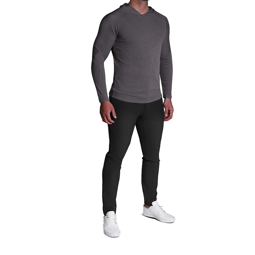 Waffle Knit Hoodie - Charcoal