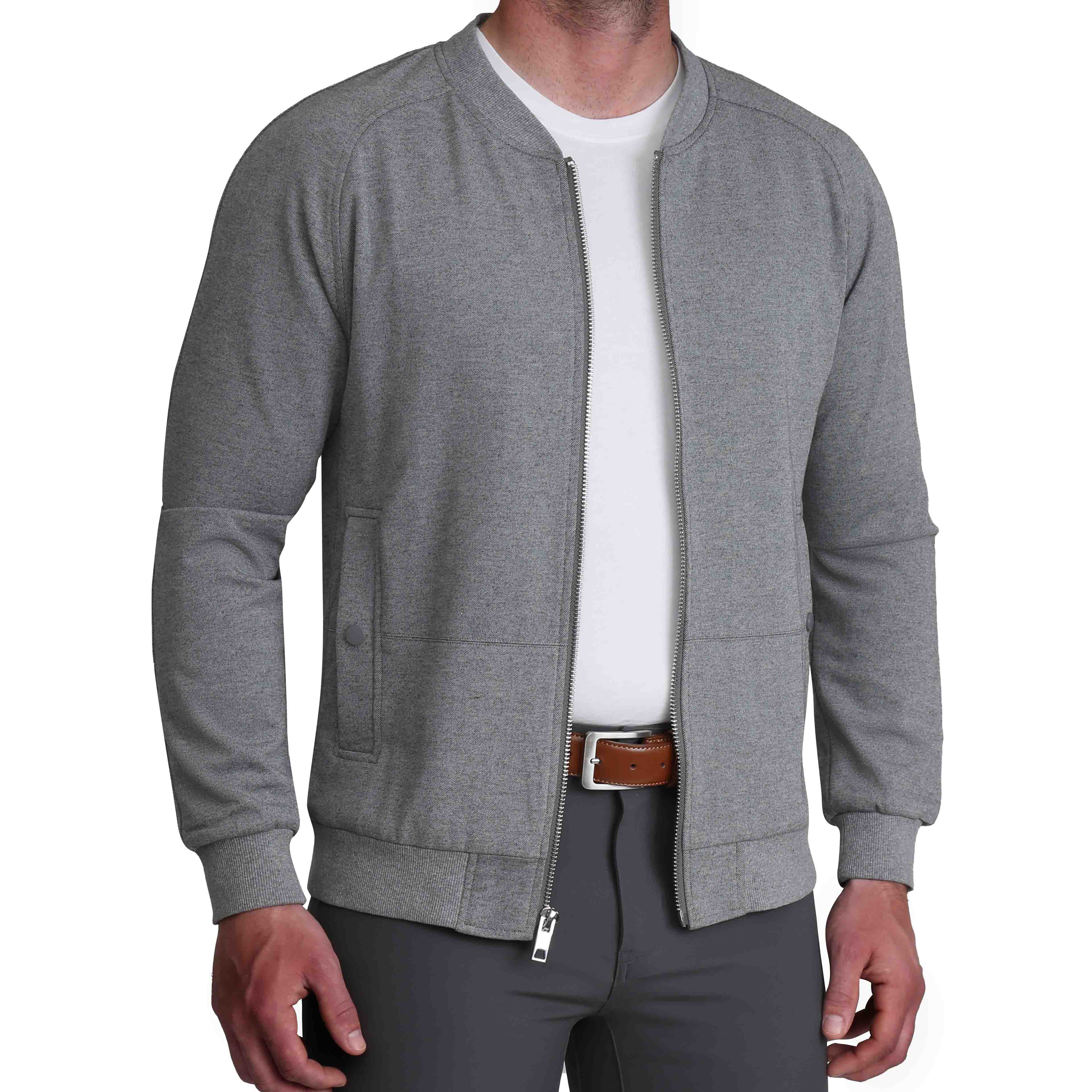 Knit Stretch Bomber - Grey