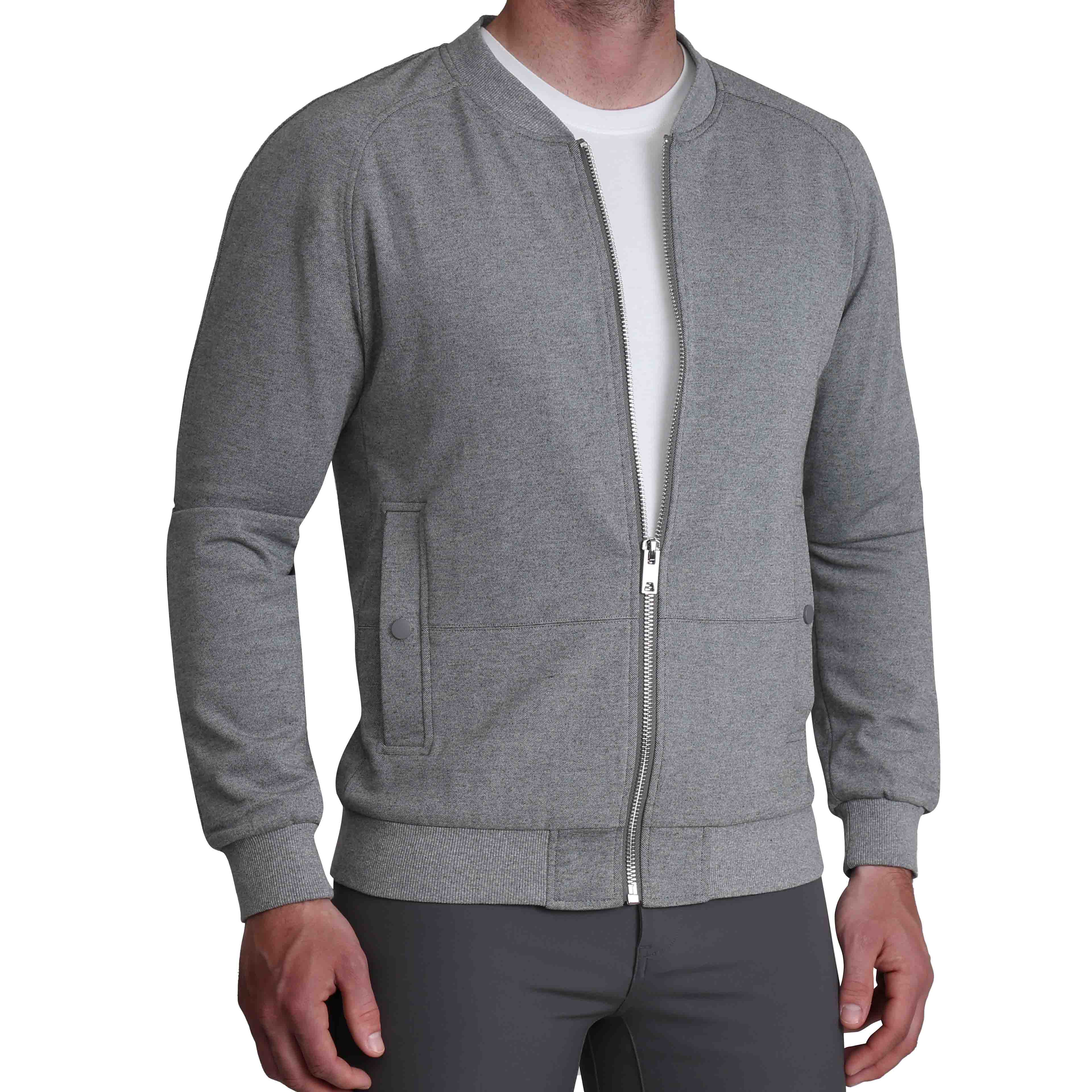 Knit Stretch Bomber - Grey