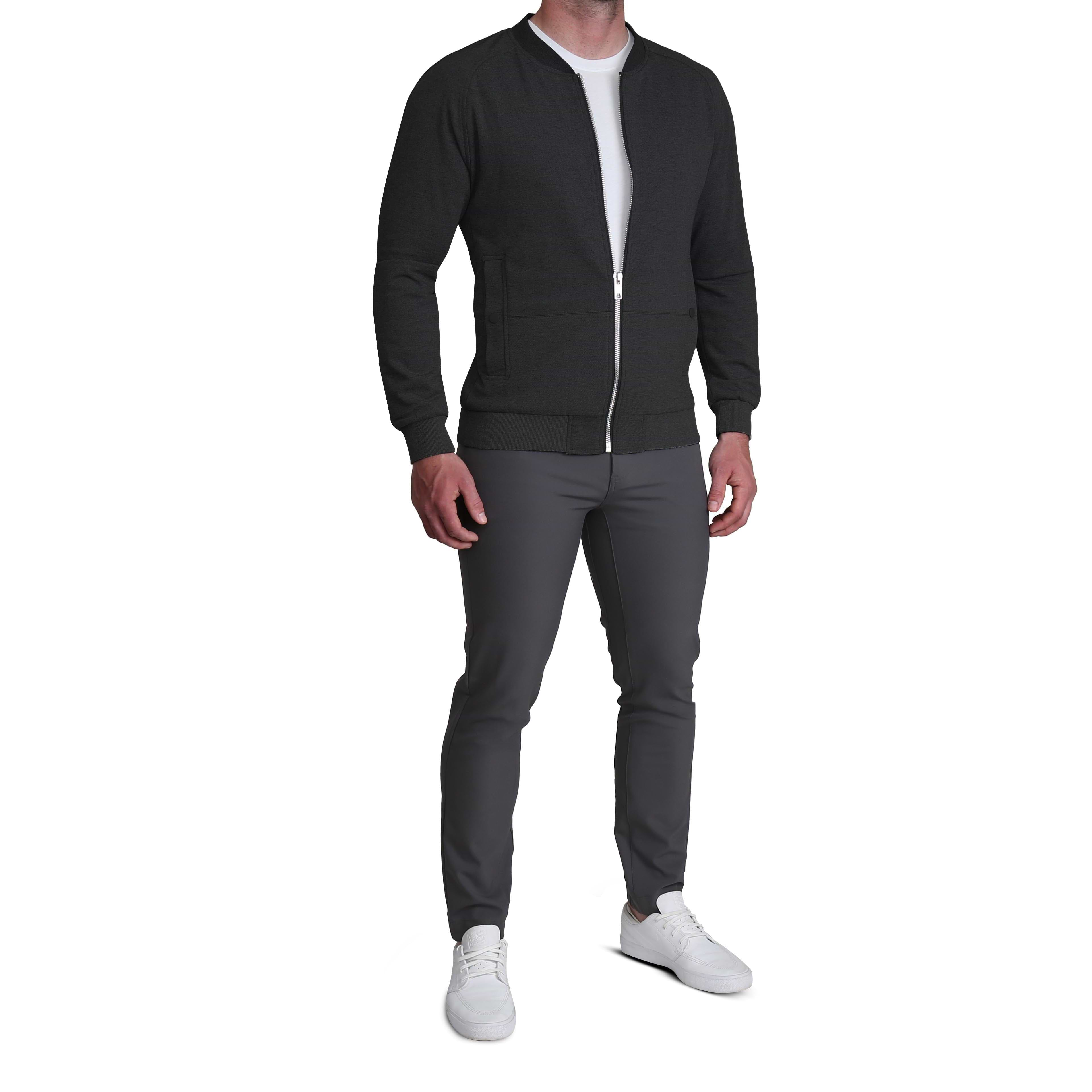 Knit Stretch Bomber - Black