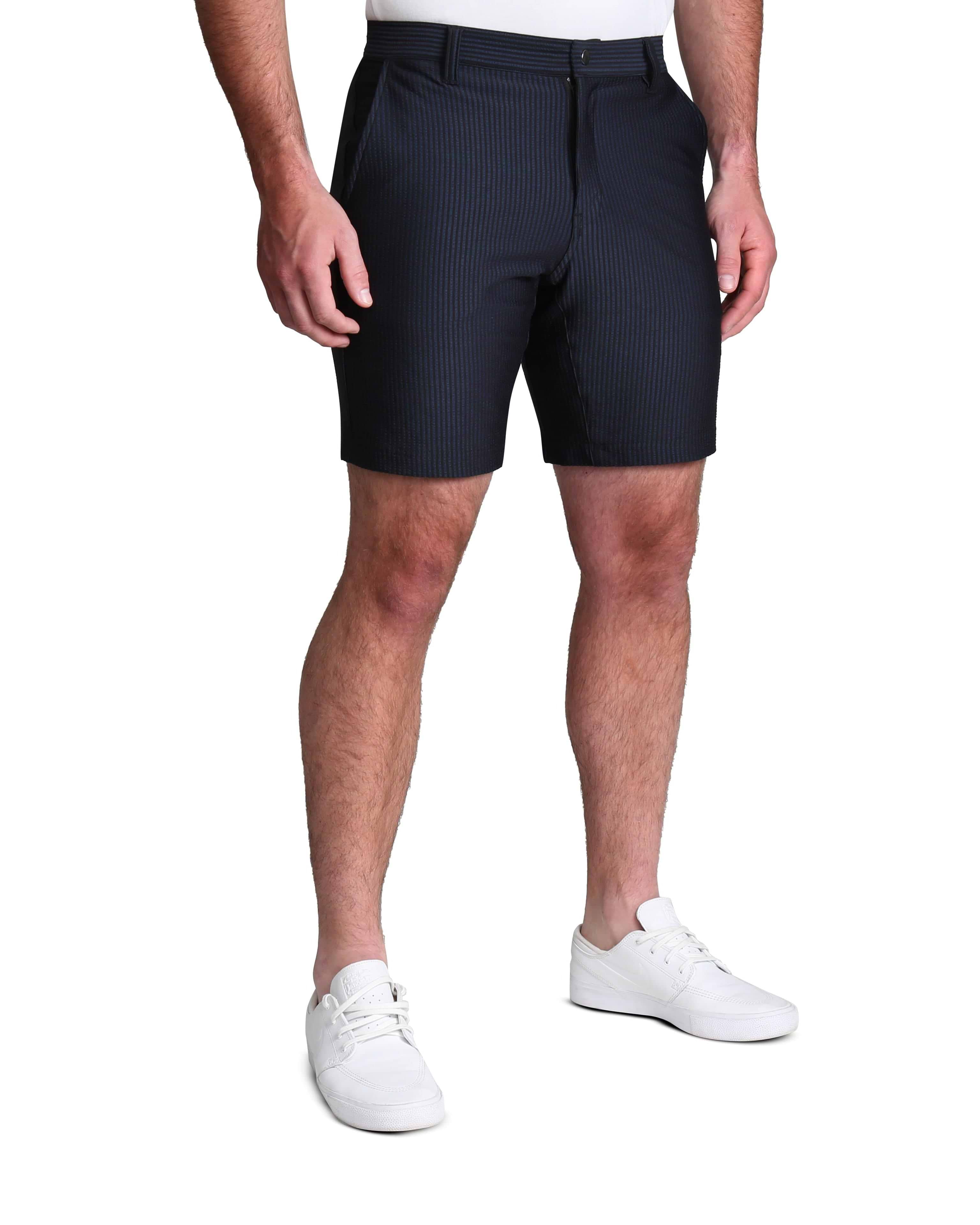Athletic Fit Shorts - Navy Seersucker