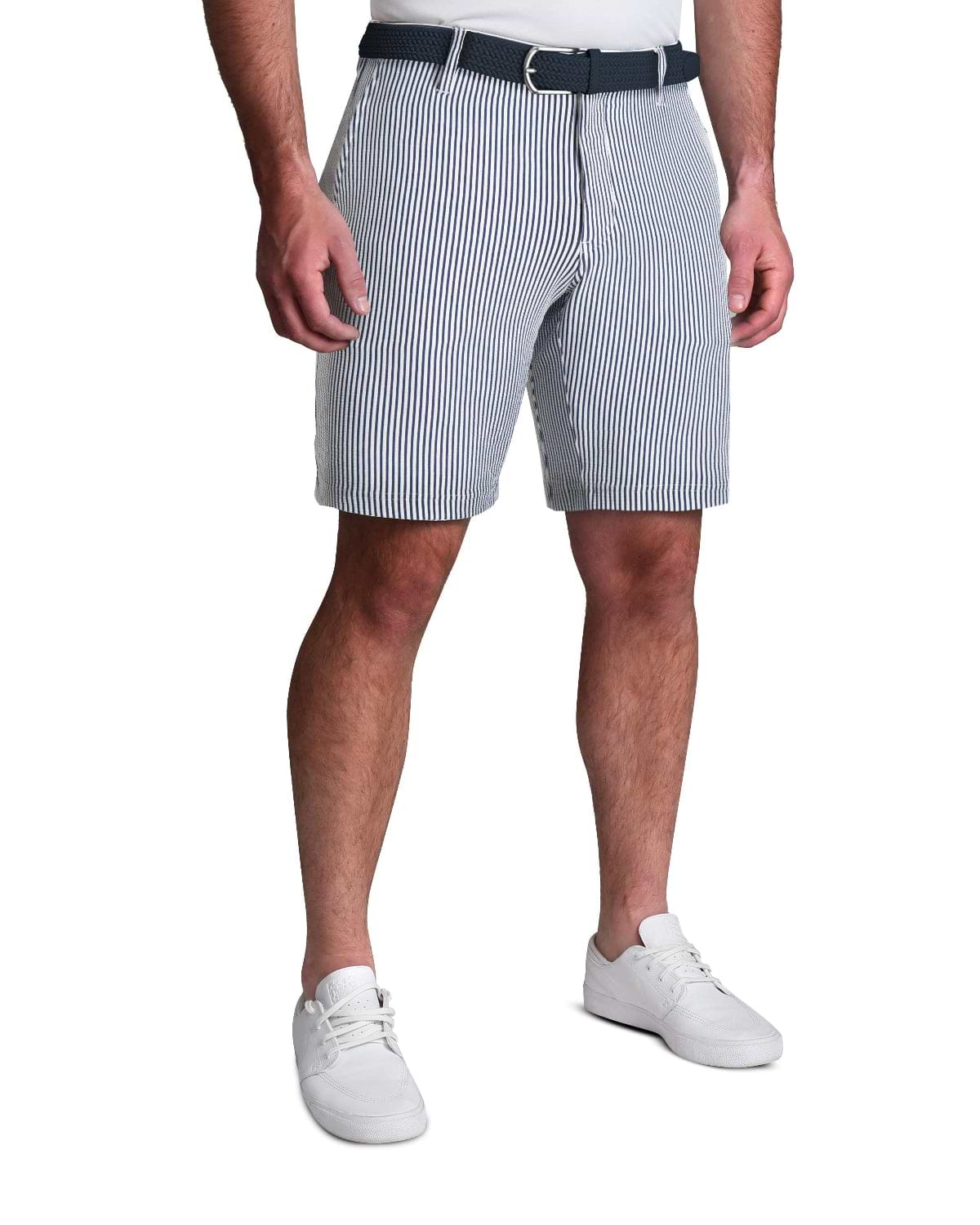 Athletic Fit Shorts - Navy & White Seersucker