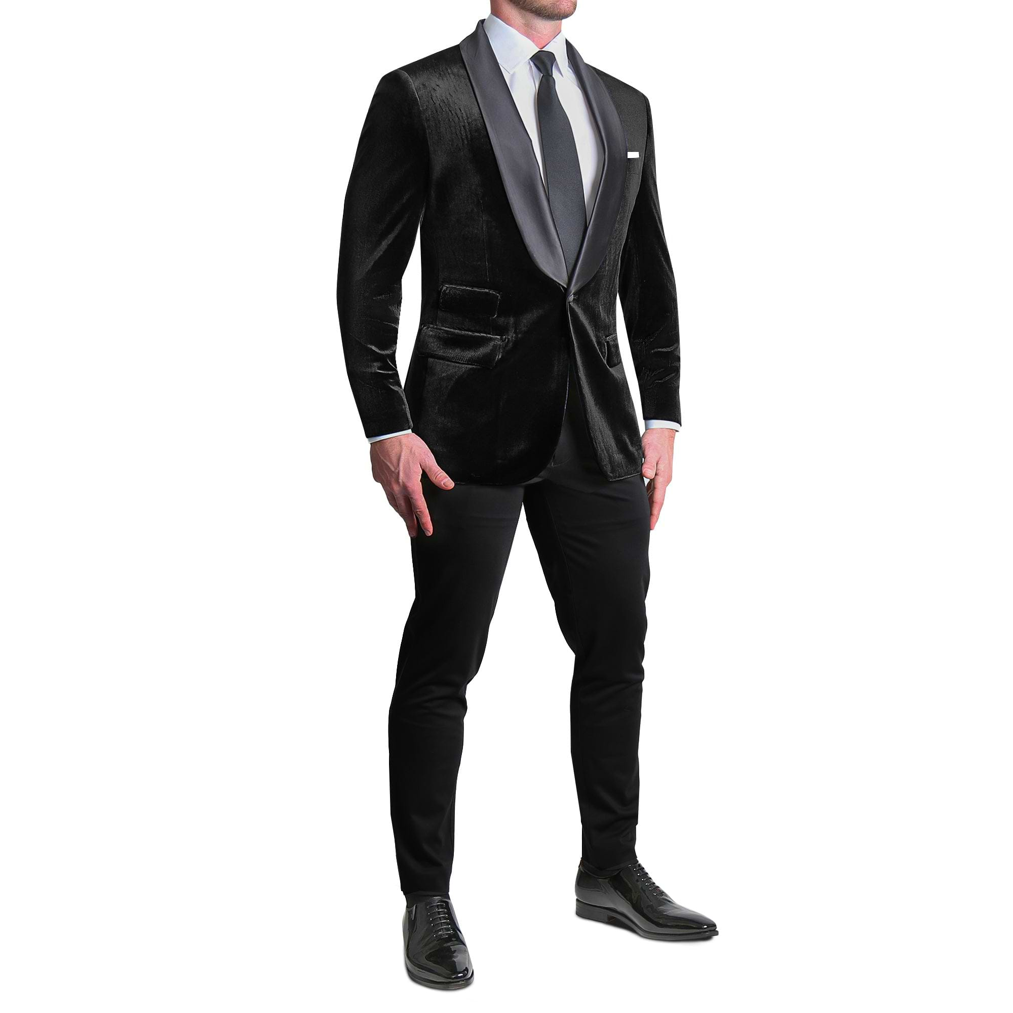 Athletic Fit Stretch Tuxedo Jacket - Black Velvet