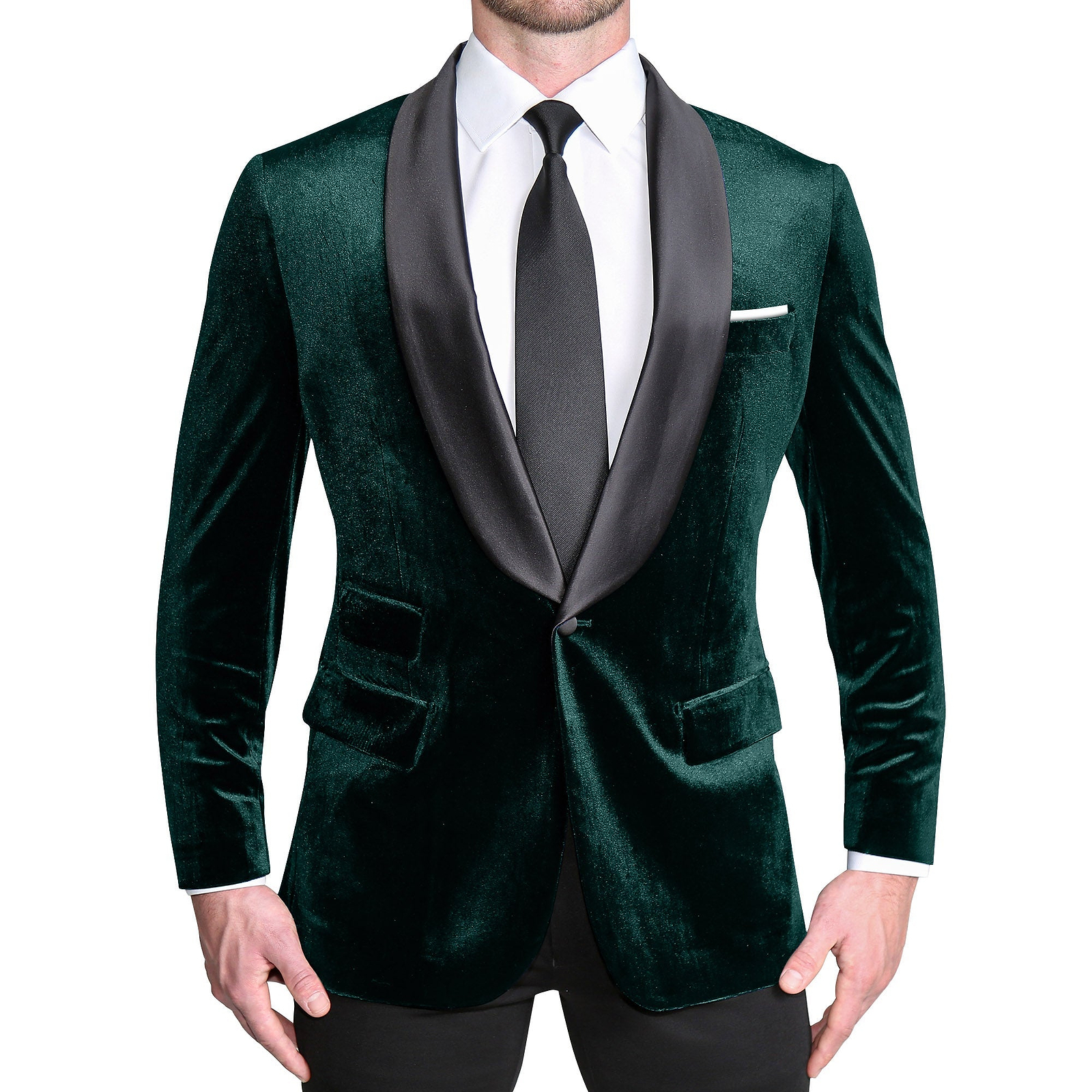 Athletic Fit Stretch Tuxedo Jacket - Green Velvet