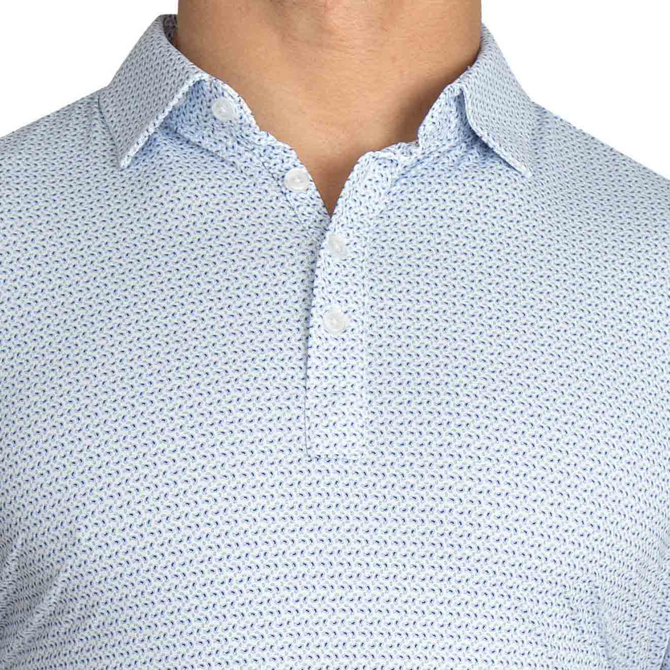 "The Nantucket" White & Light Blue Paisley Polo