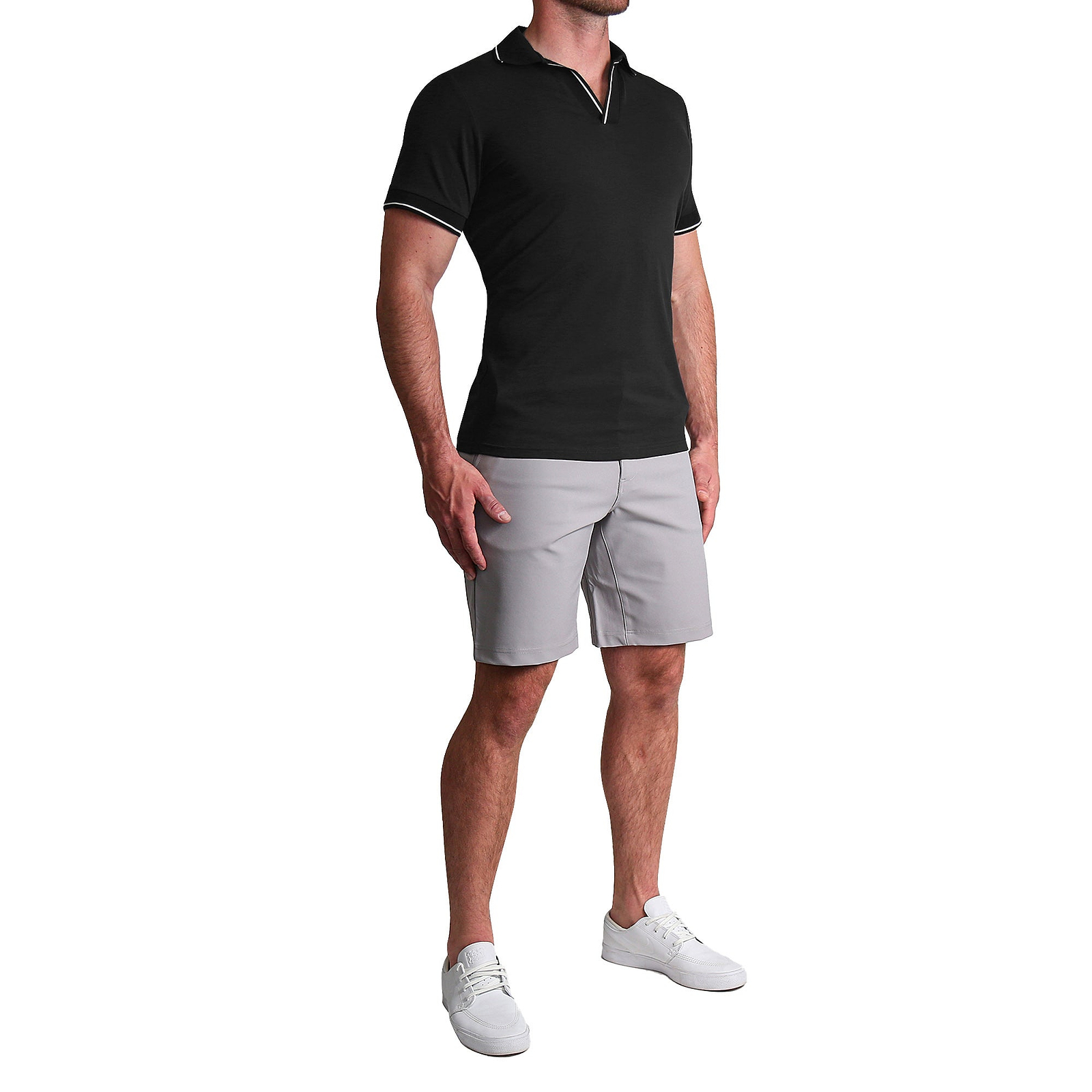 "The Gage" Black with White Tipped Polo