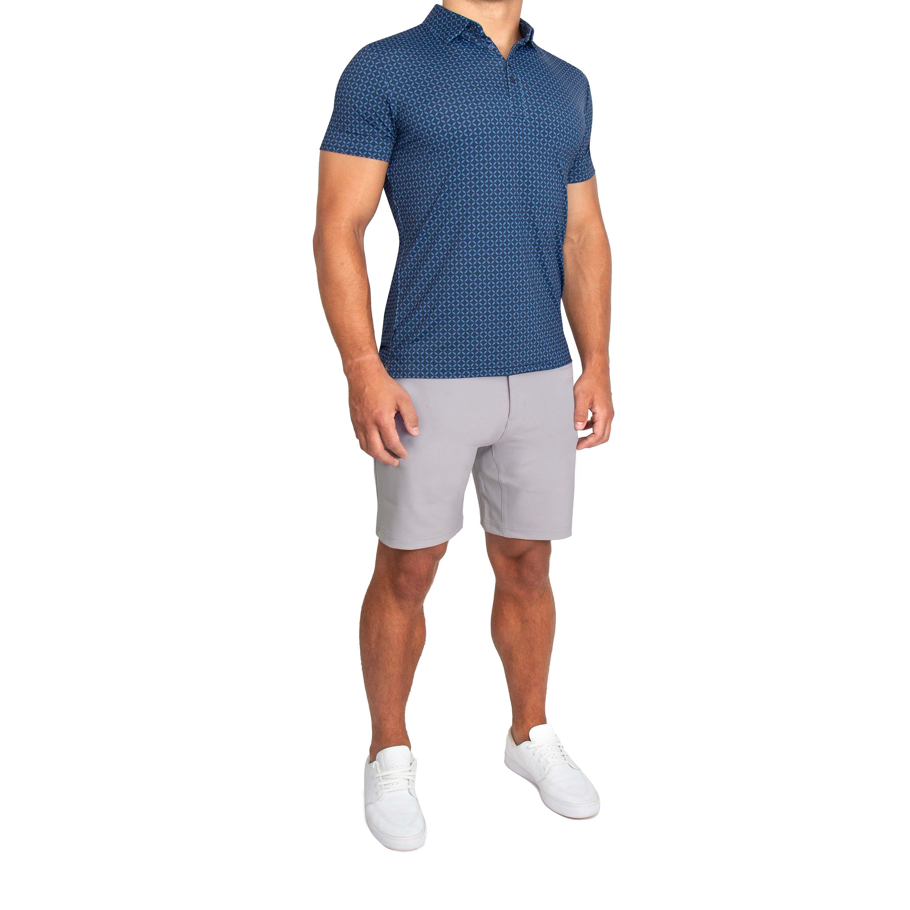 "The Zeus" Diamond Navy & Light Blue Circle Polo