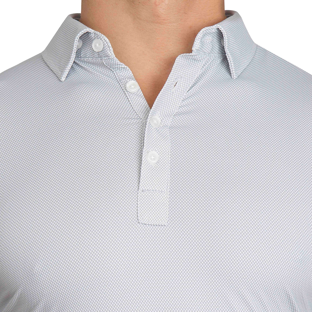 "The Jay" Grey & White Mini Weave Polo