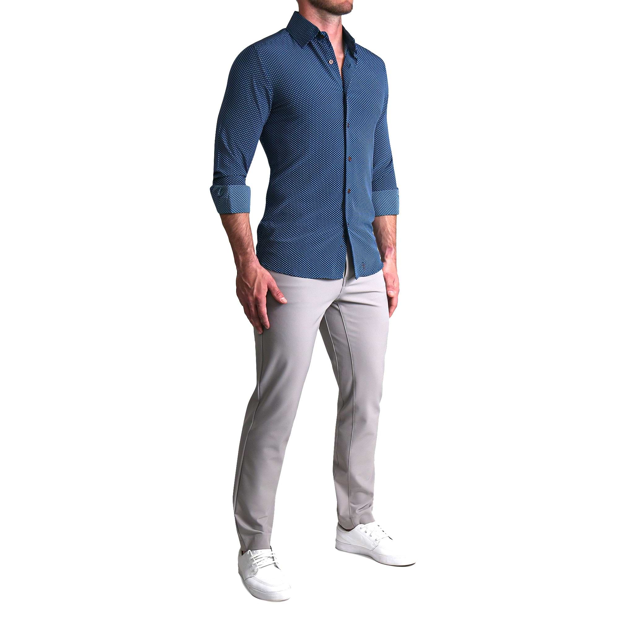 "The Boylston" Navy with White Polka Dots - Classic Fit