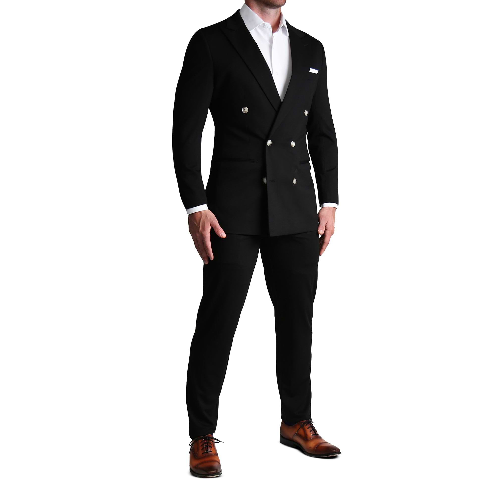 スーツ Double-breasted setup & shirt & tie Athletic Fit Stretch Blazer - Black Double Breasted