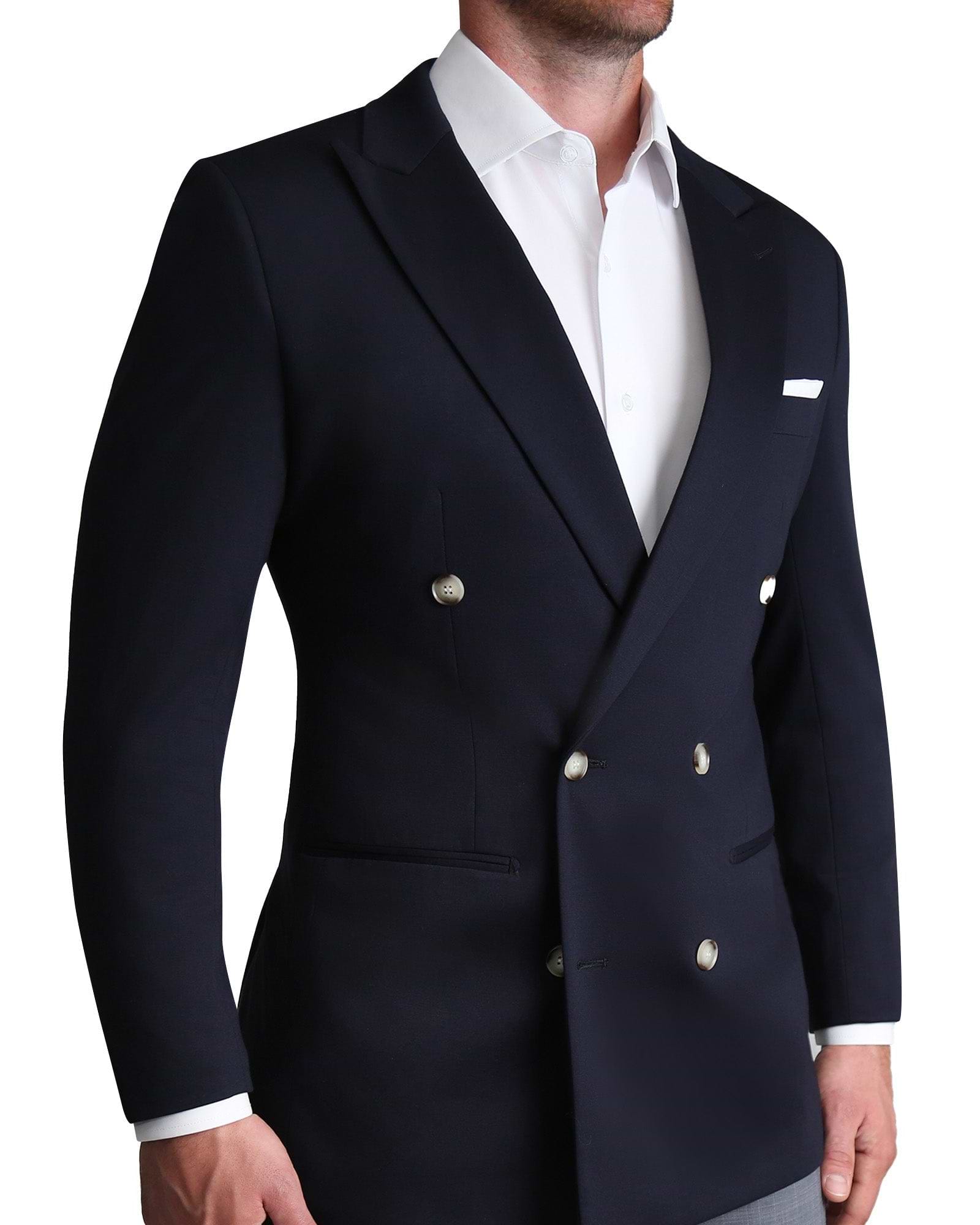 Athletic Fit Stretch Blazer - Navy Double Breasted
