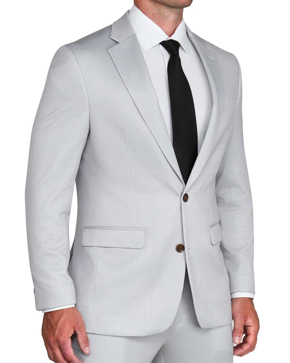 Athletic Fit Stretch Suit - Light Grey Microcheck