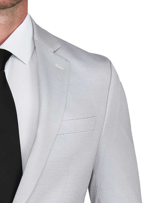 Athletic Fit Stretch Suit - Light Grey Microcheck