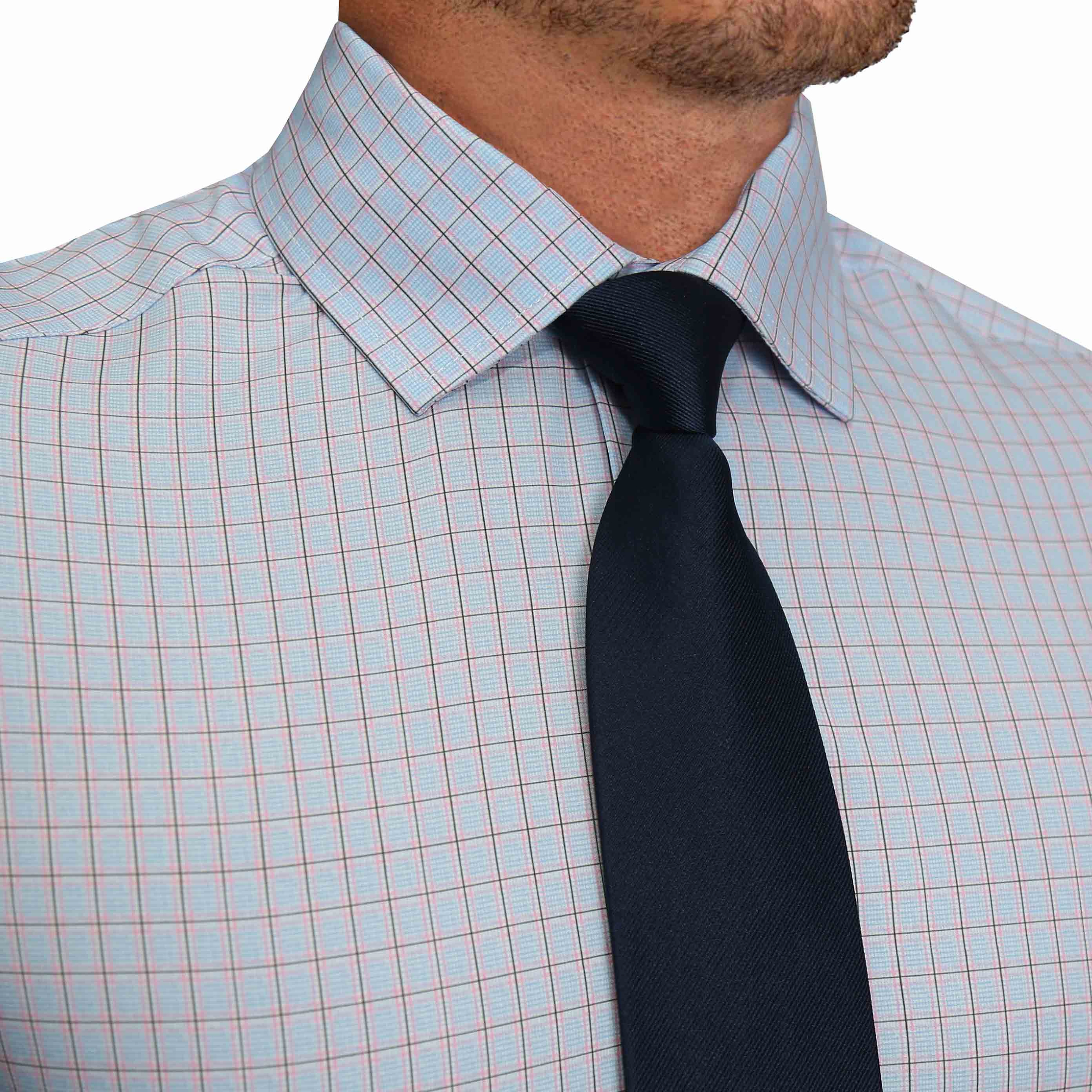 "The Weston" Light Blue, Pink & Black Plaid