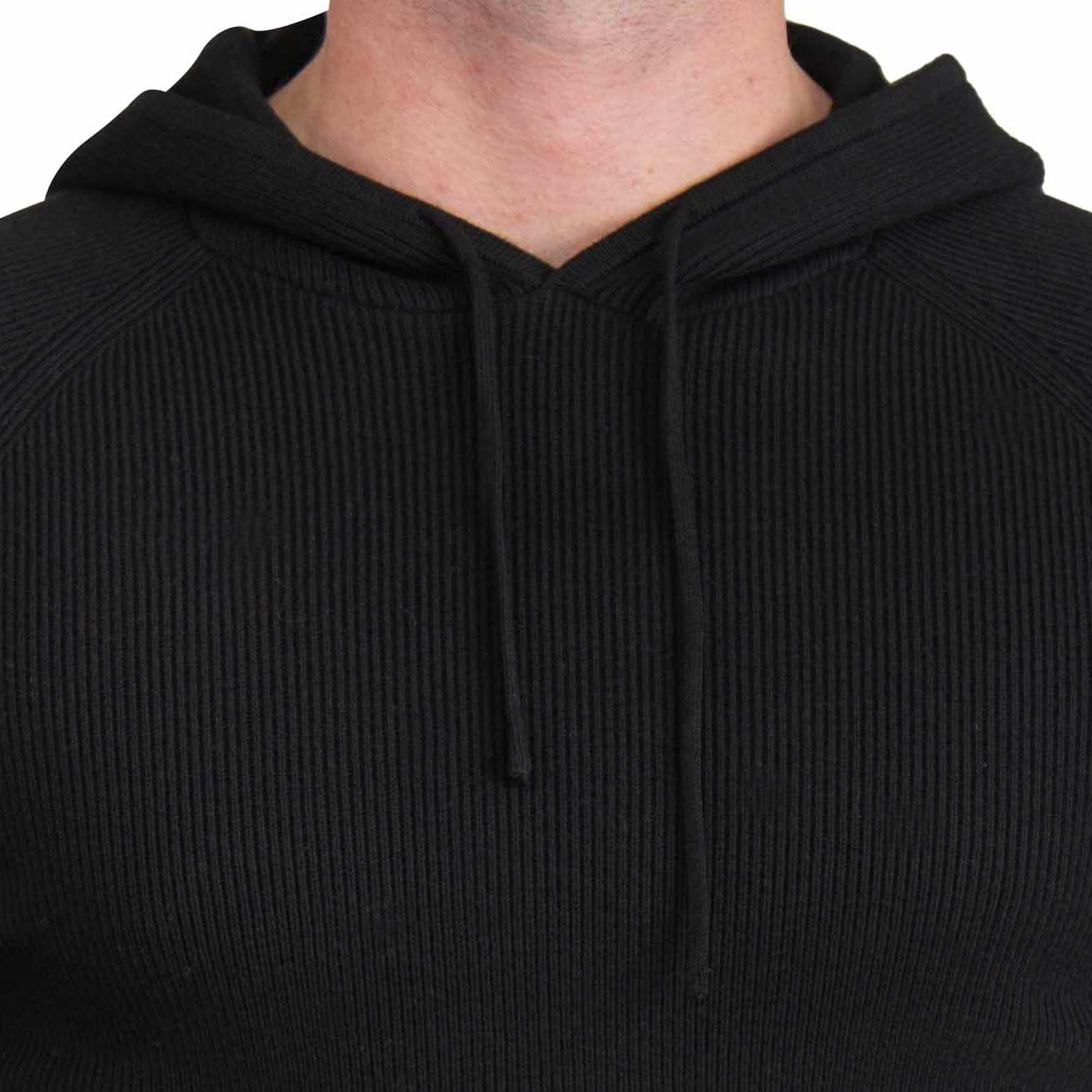 Heavy Knit Hoodie - Black