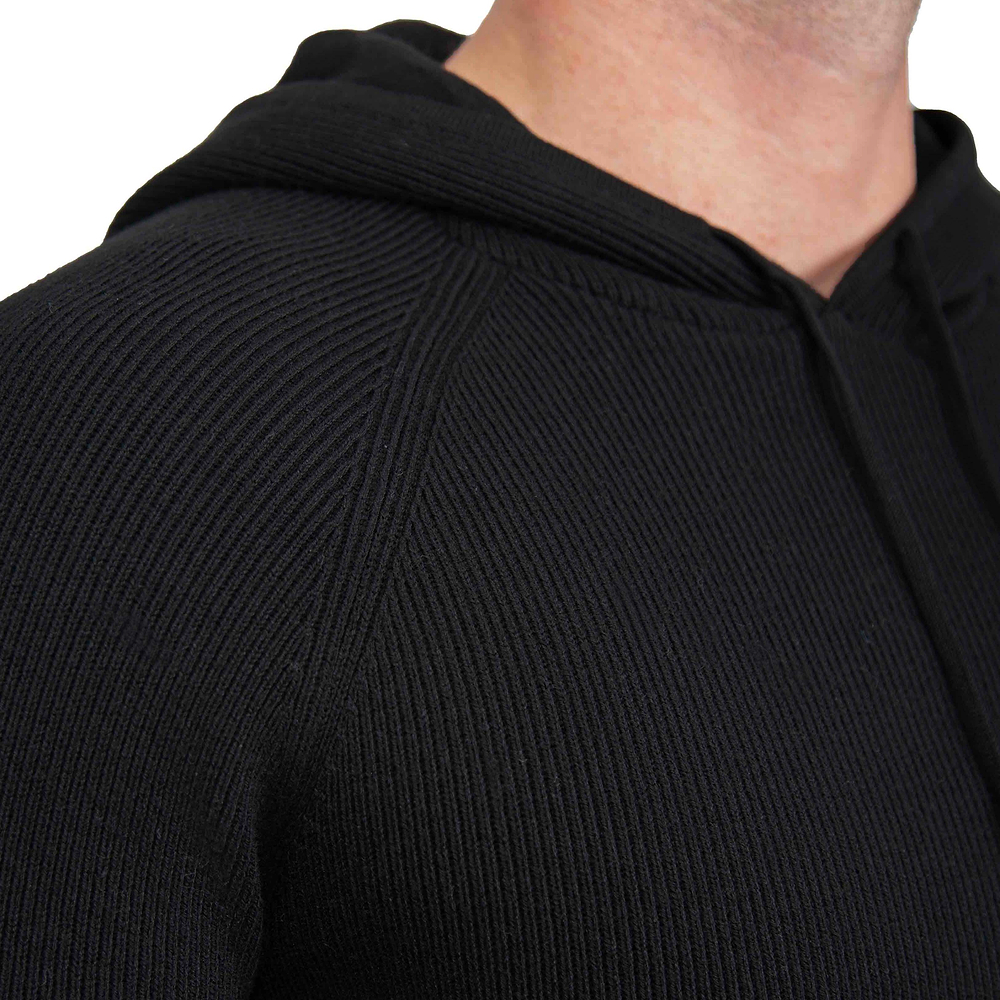 Heavy Knit Hoodie - Black