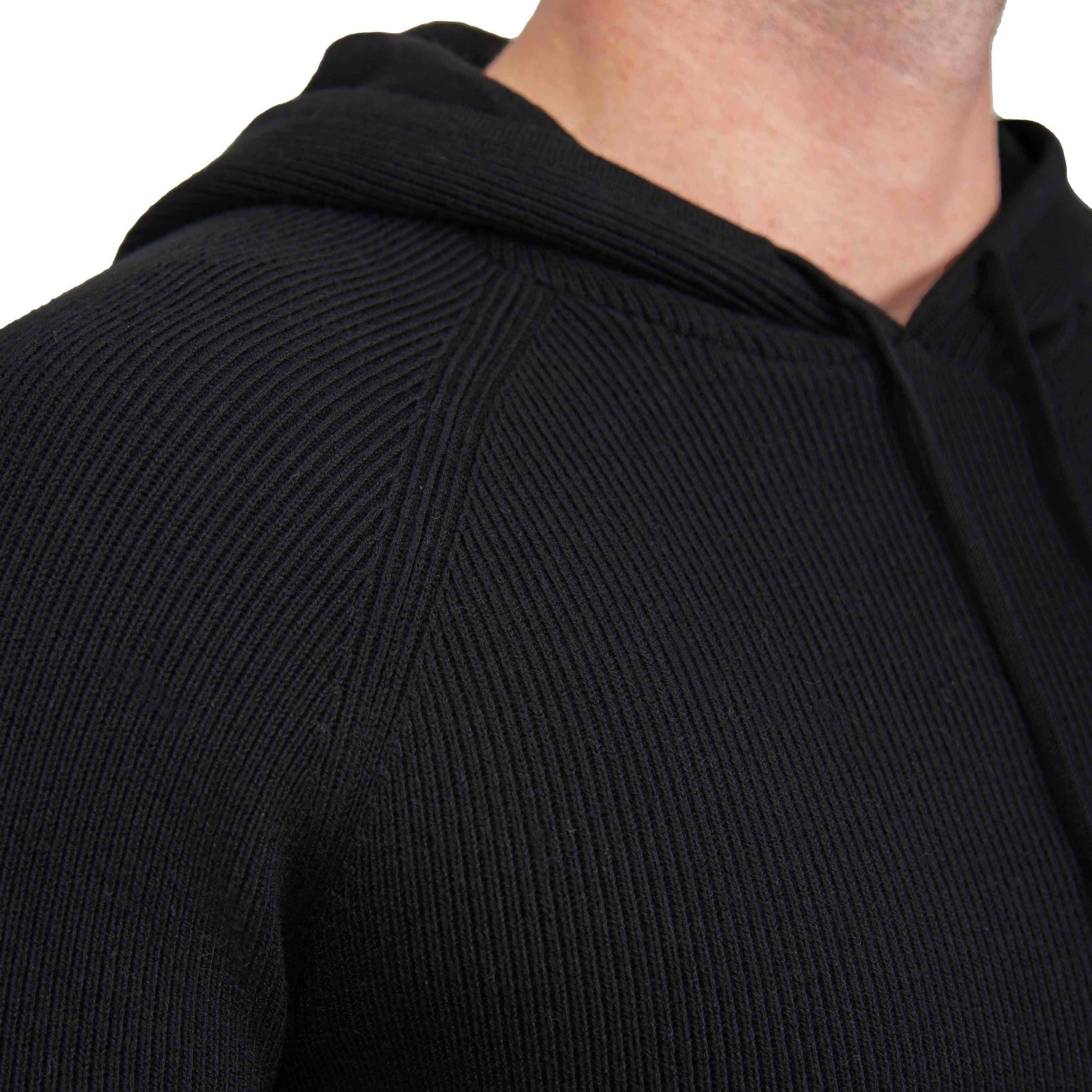 Heavy Knit Hoodie - Black