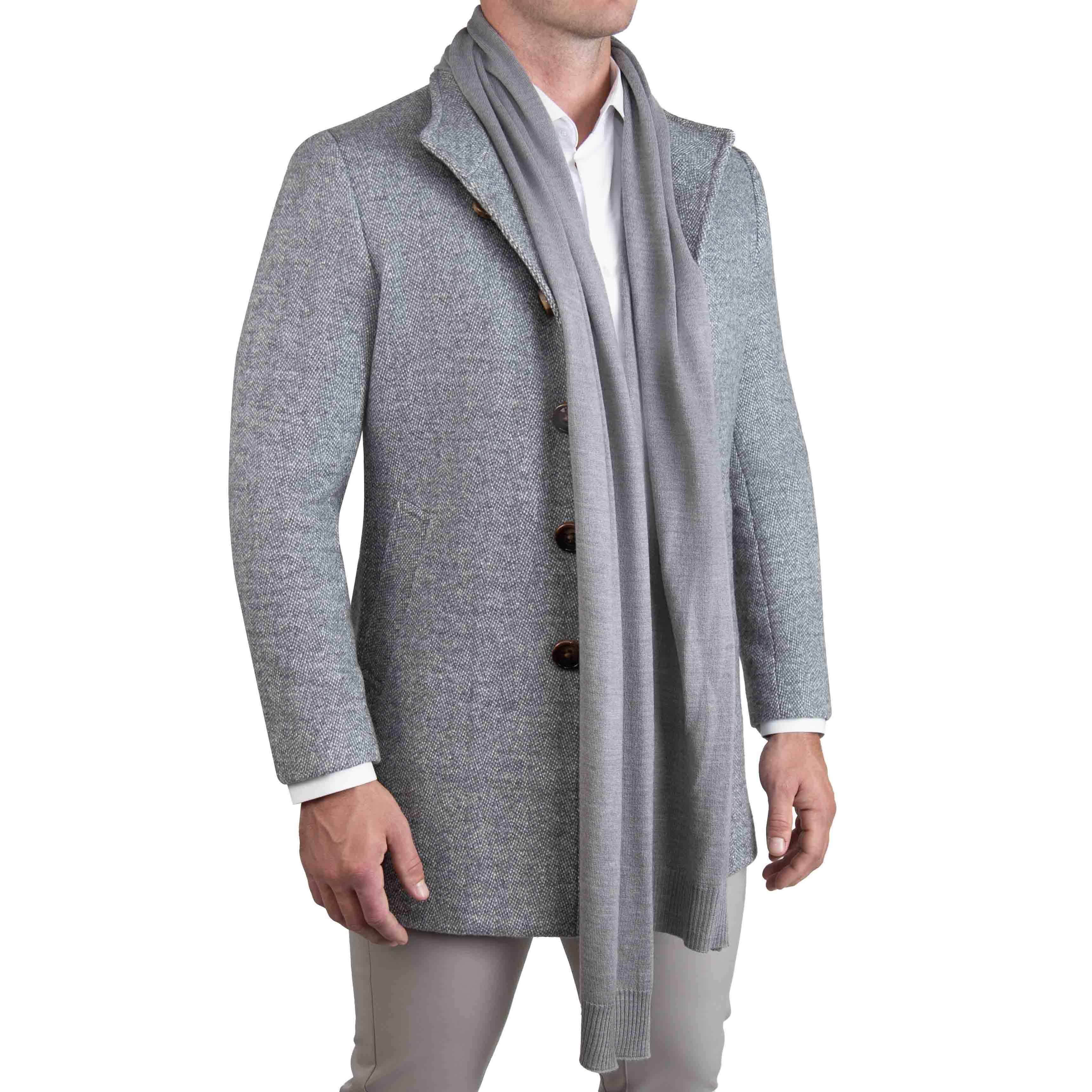 Merino Wool Knit Scarf - Grey