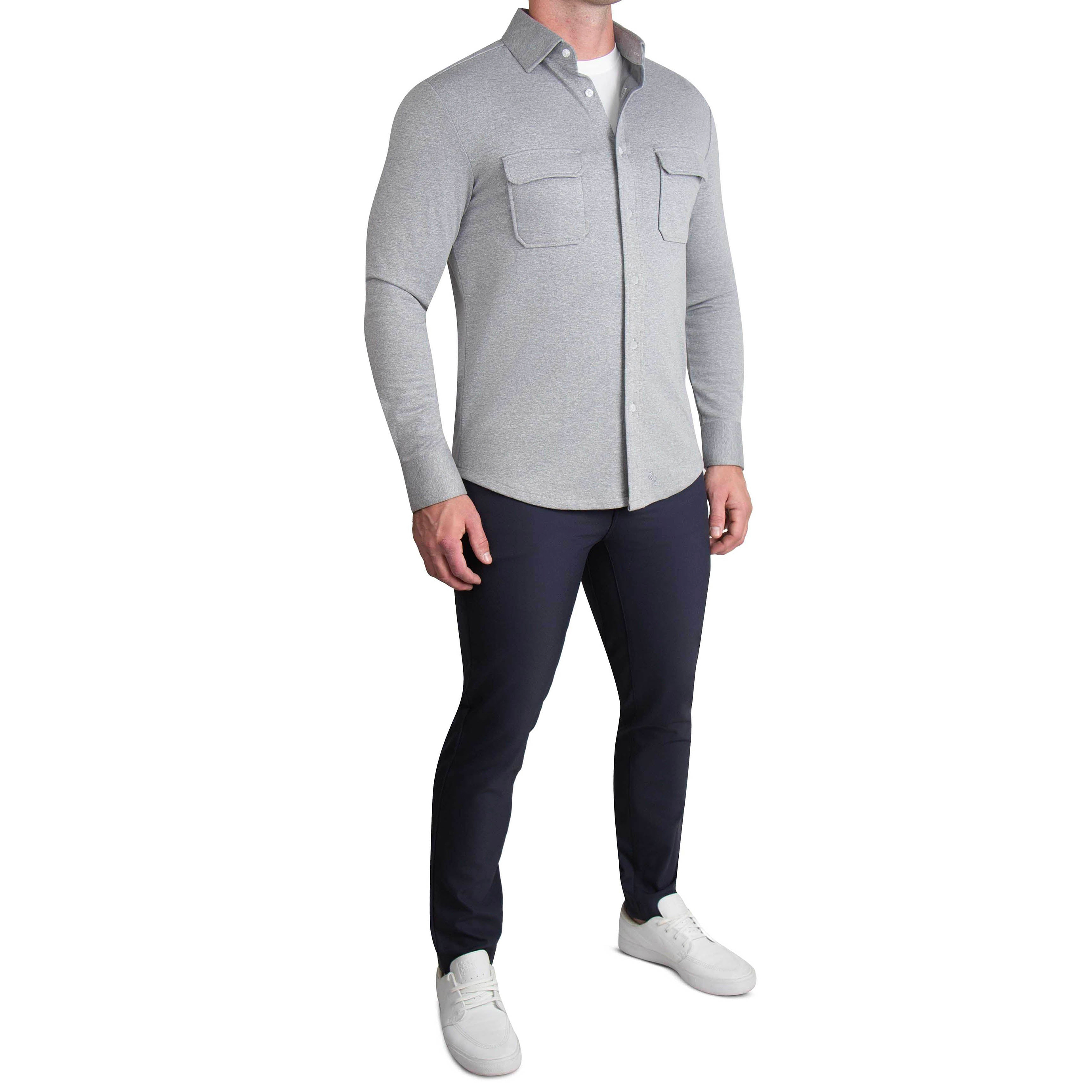 Patch Pocket Button Down - Light Grey