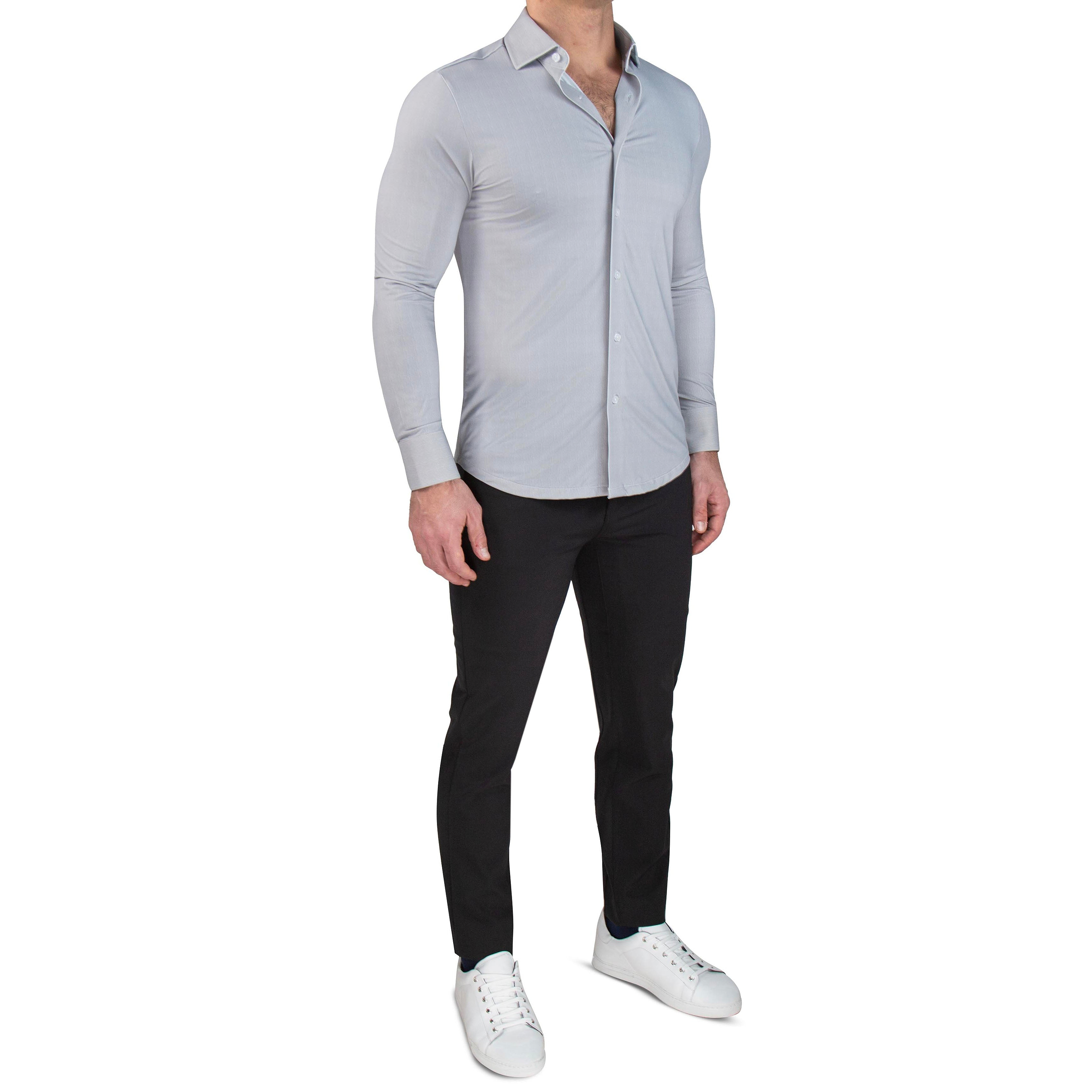 "The Jordan" Sport Shirt - Slate Grey & White Mini Dot