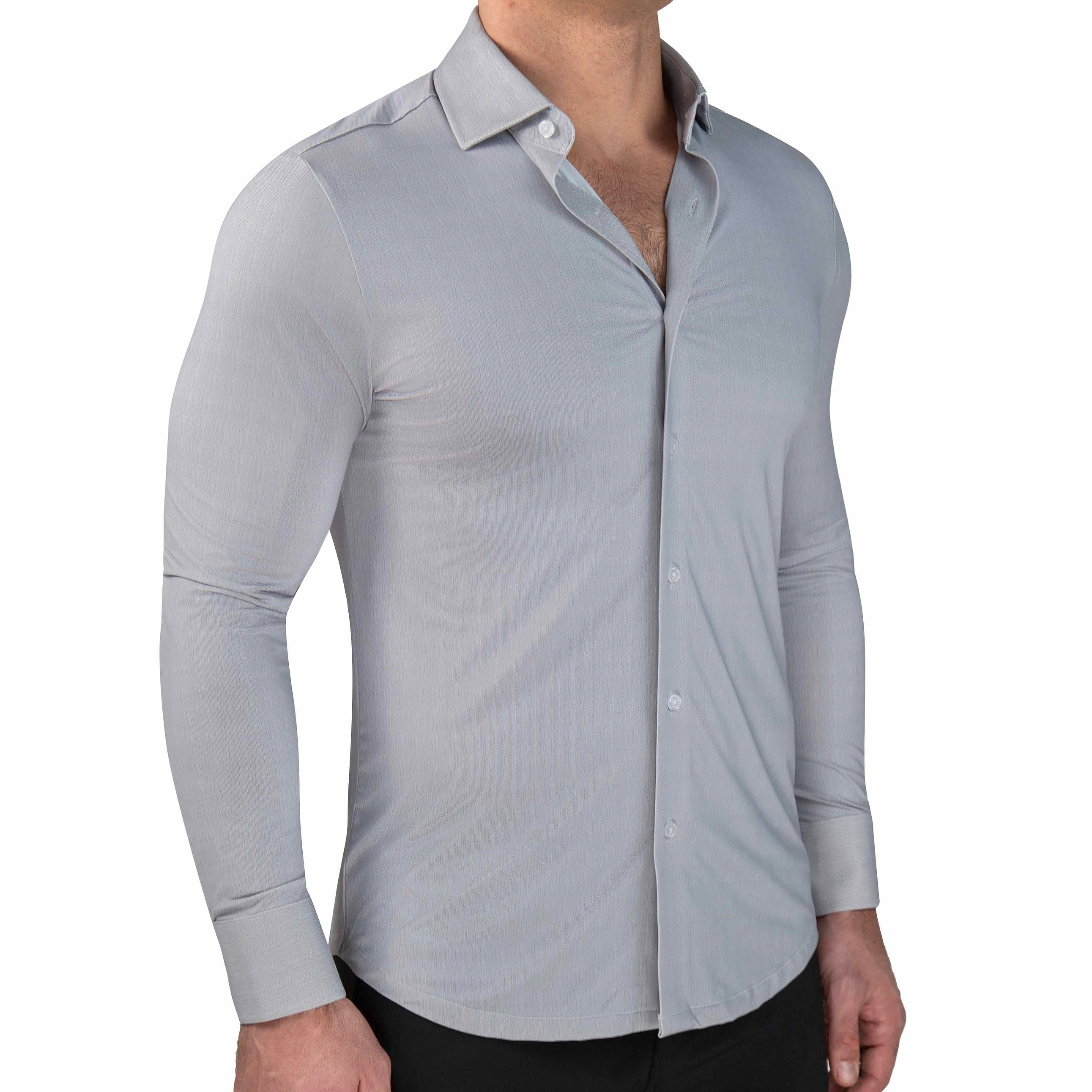 "The Jordan" Sport Shirt - Slate Grey & White Mini Dot