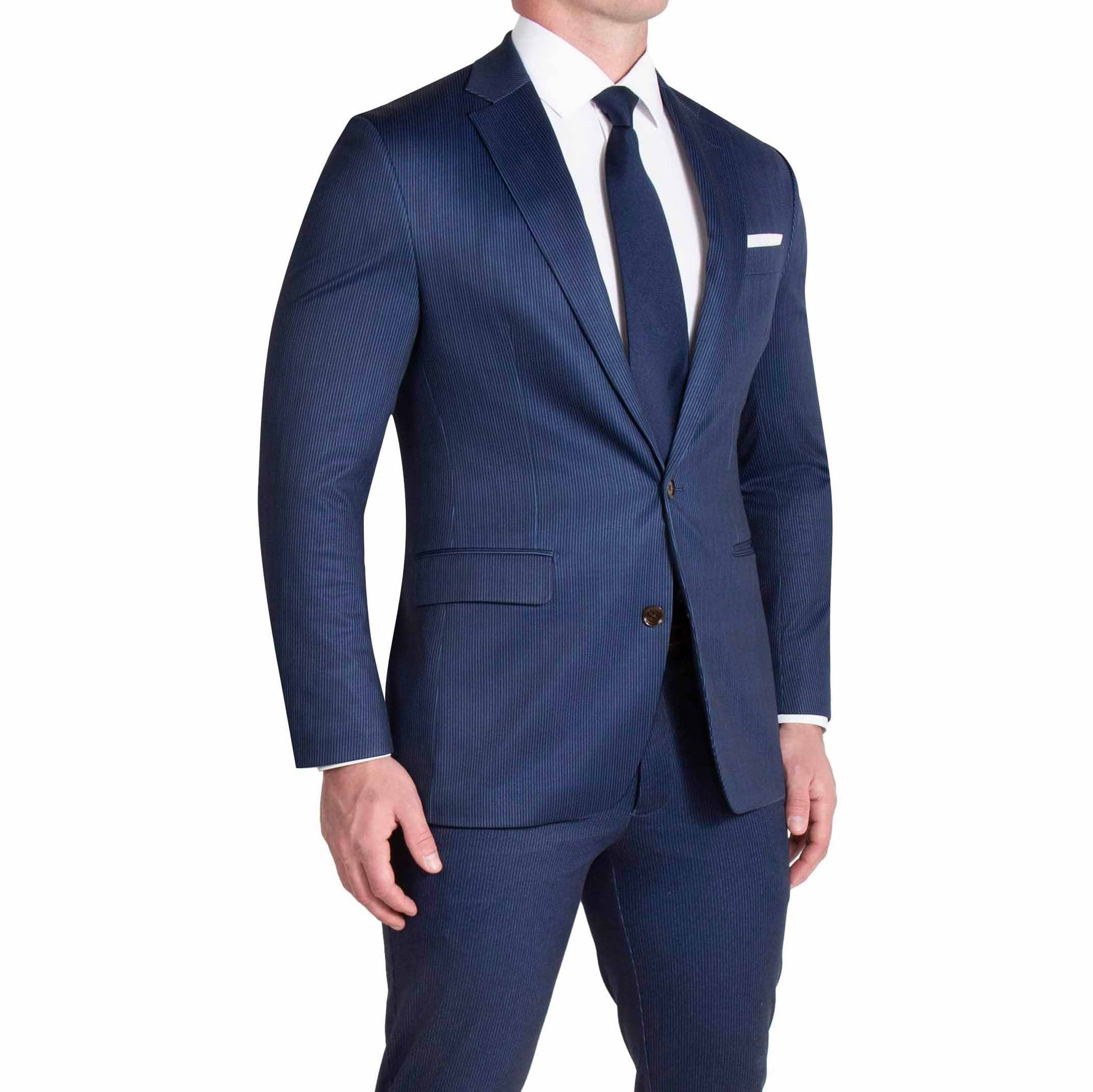 Athletic Fit Stretch Blazer - Navy & White Stripe