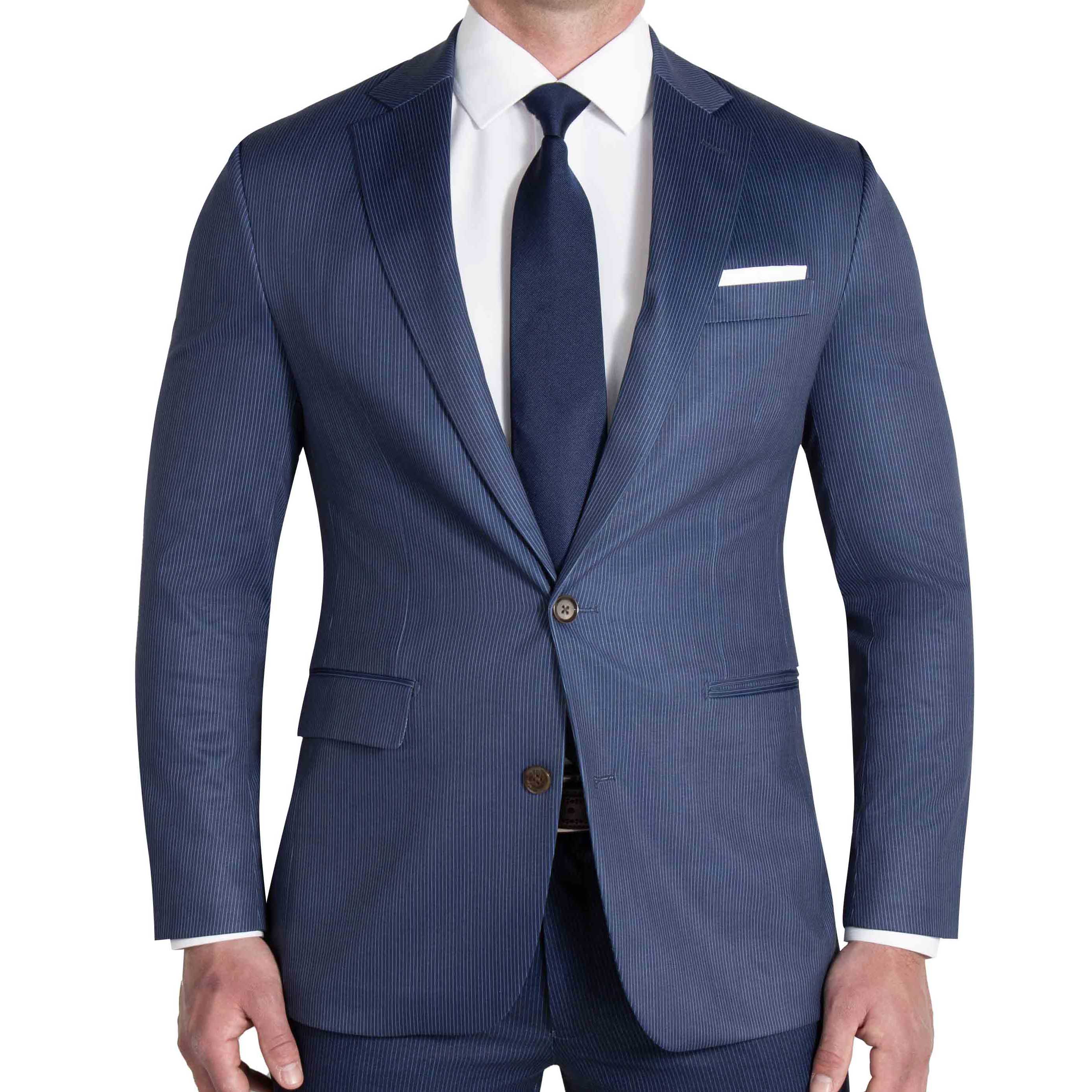 Athletic Fit Stretch Blazer - Navy & White Stripe