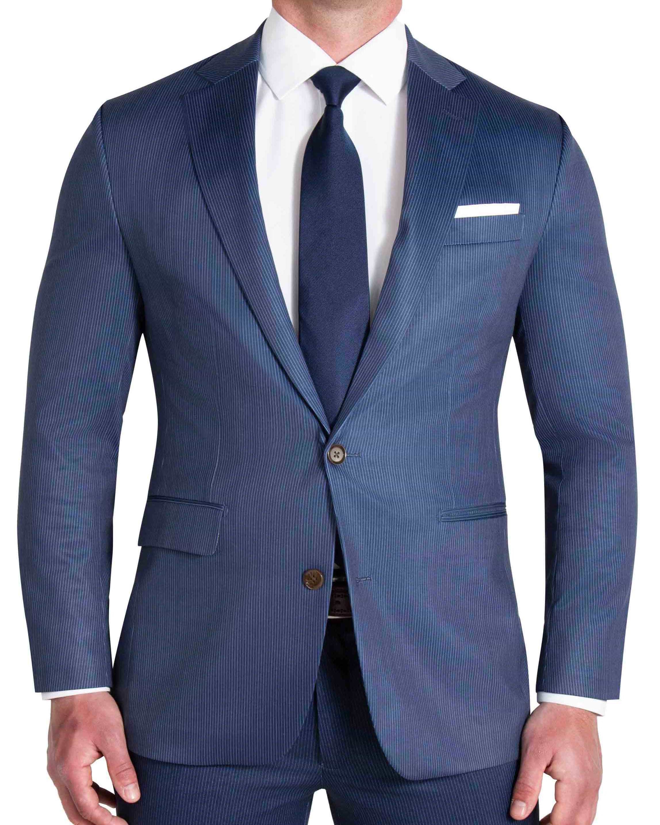 Athletic Fit Stretch Suit - Navy & White Stripe