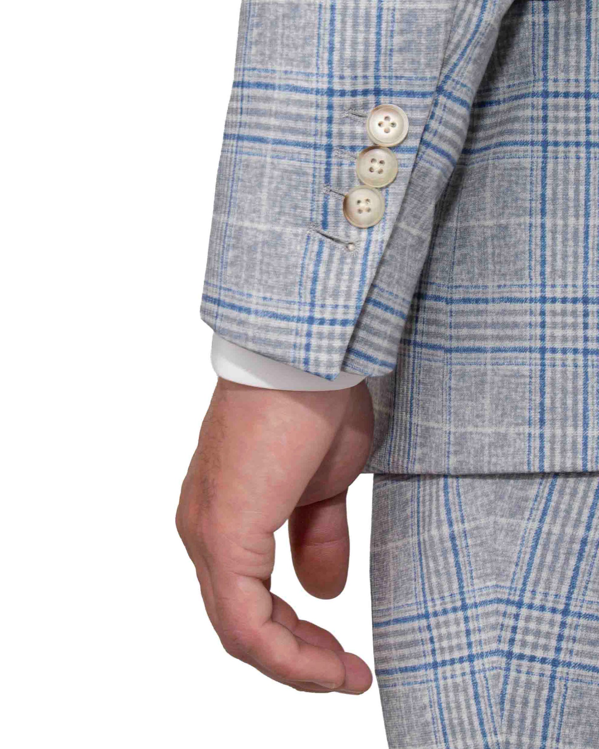 Athletic Fit Stretch Blazer - Grey & Royal Blue Plaid