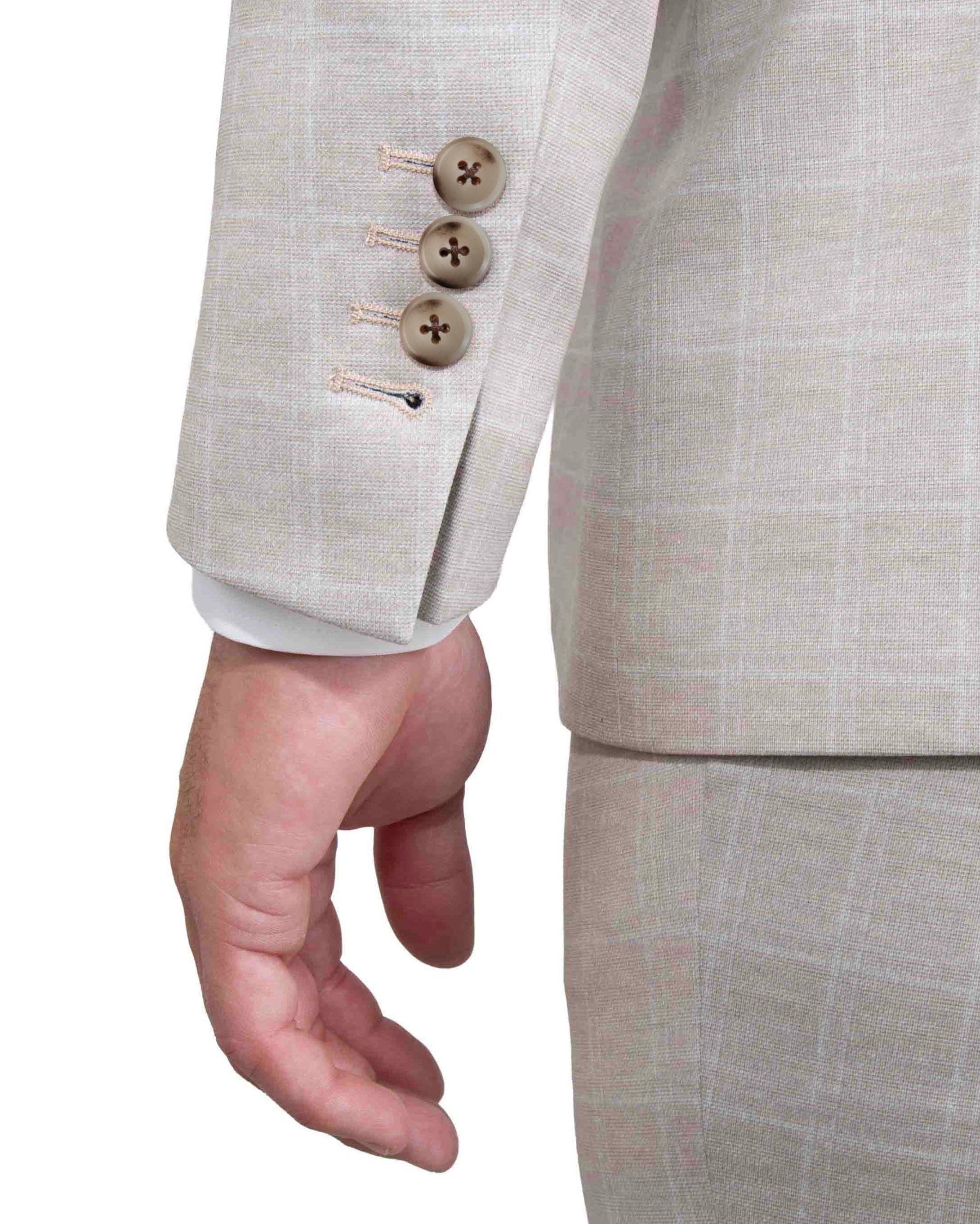 Athletic Fit Stretch Blazer - Tan & White Windowpane