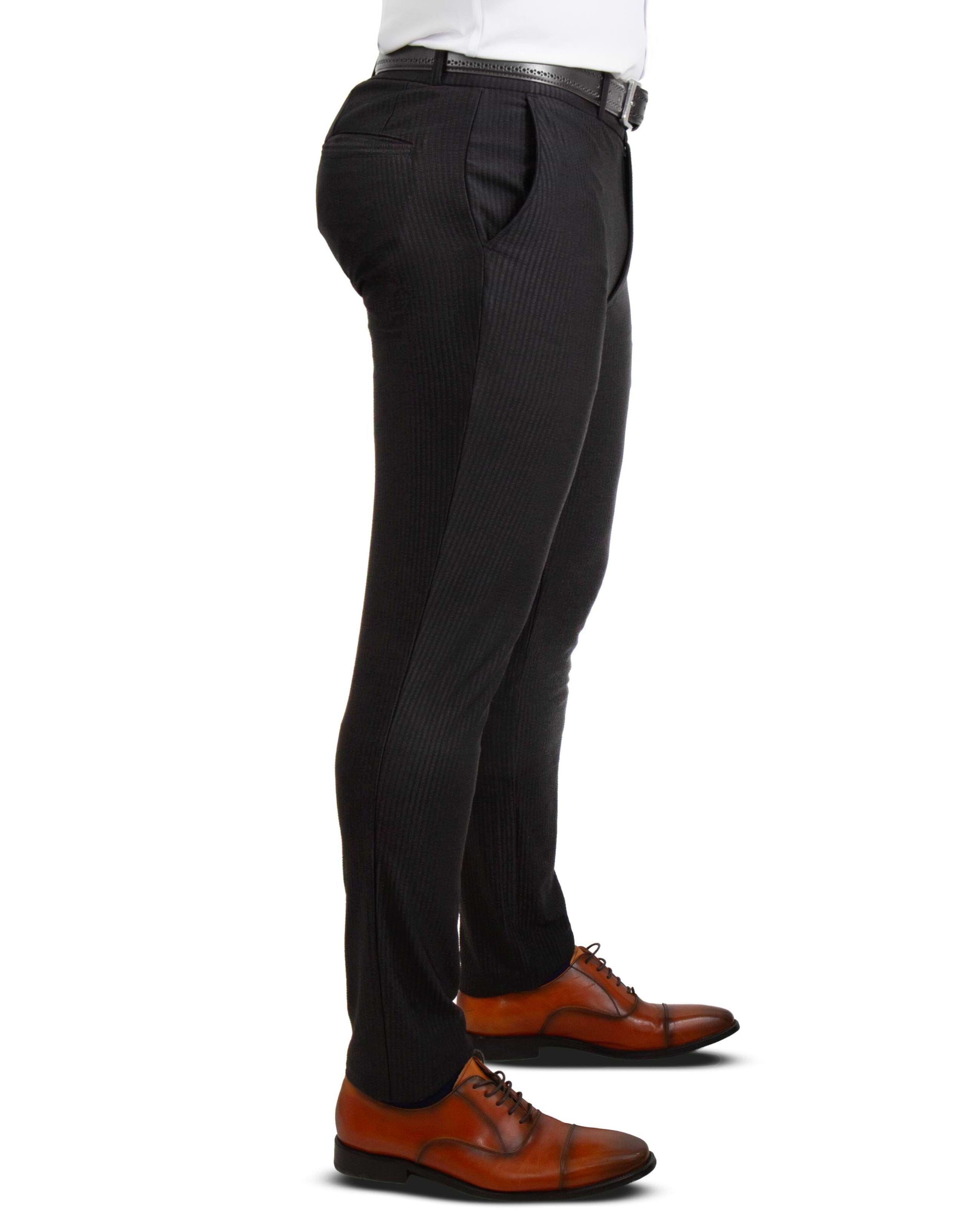 Athletic Fit Stretch Suit - Black Seersucker