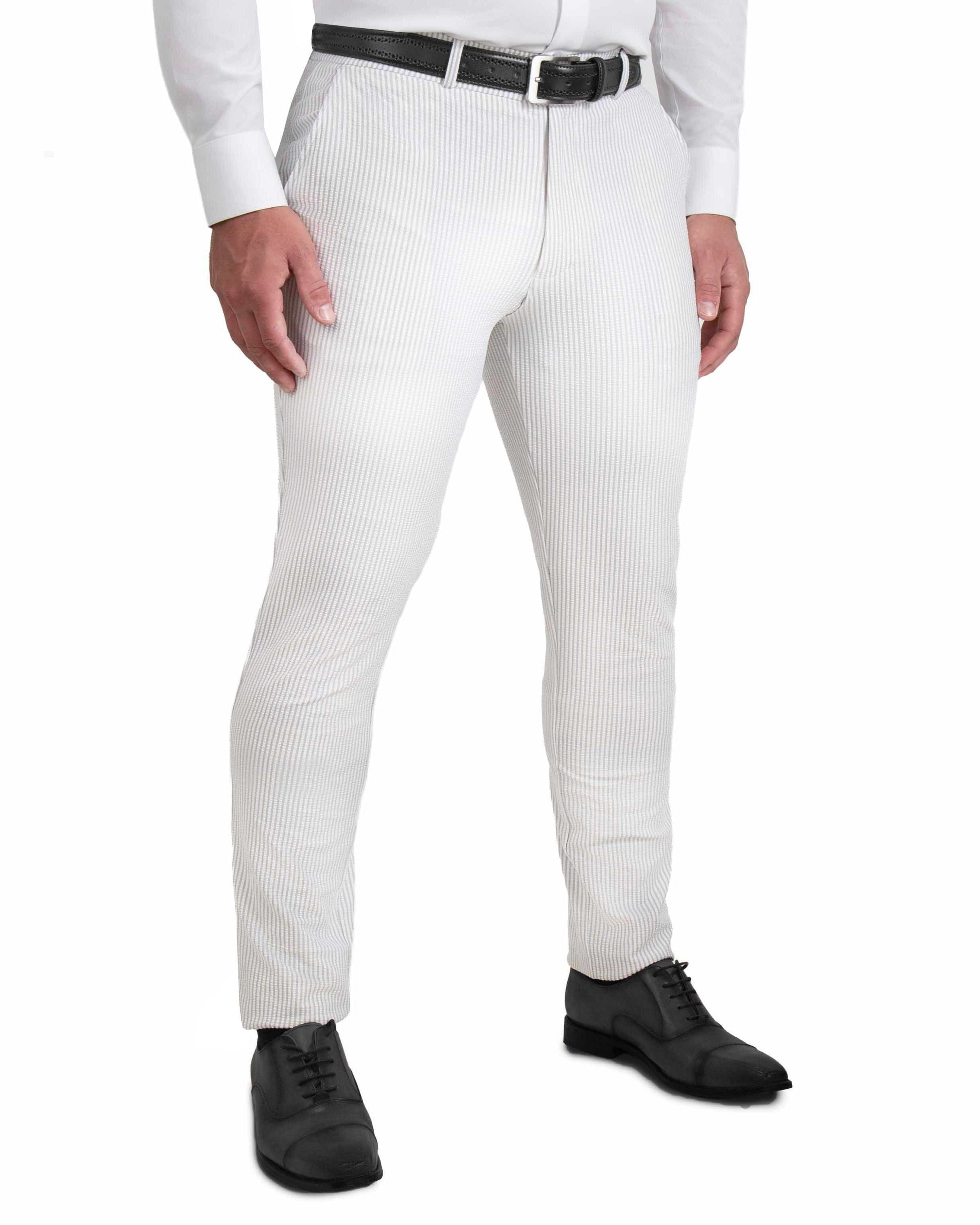 Athletic Fit Stretch Pants - Grey Seersucker