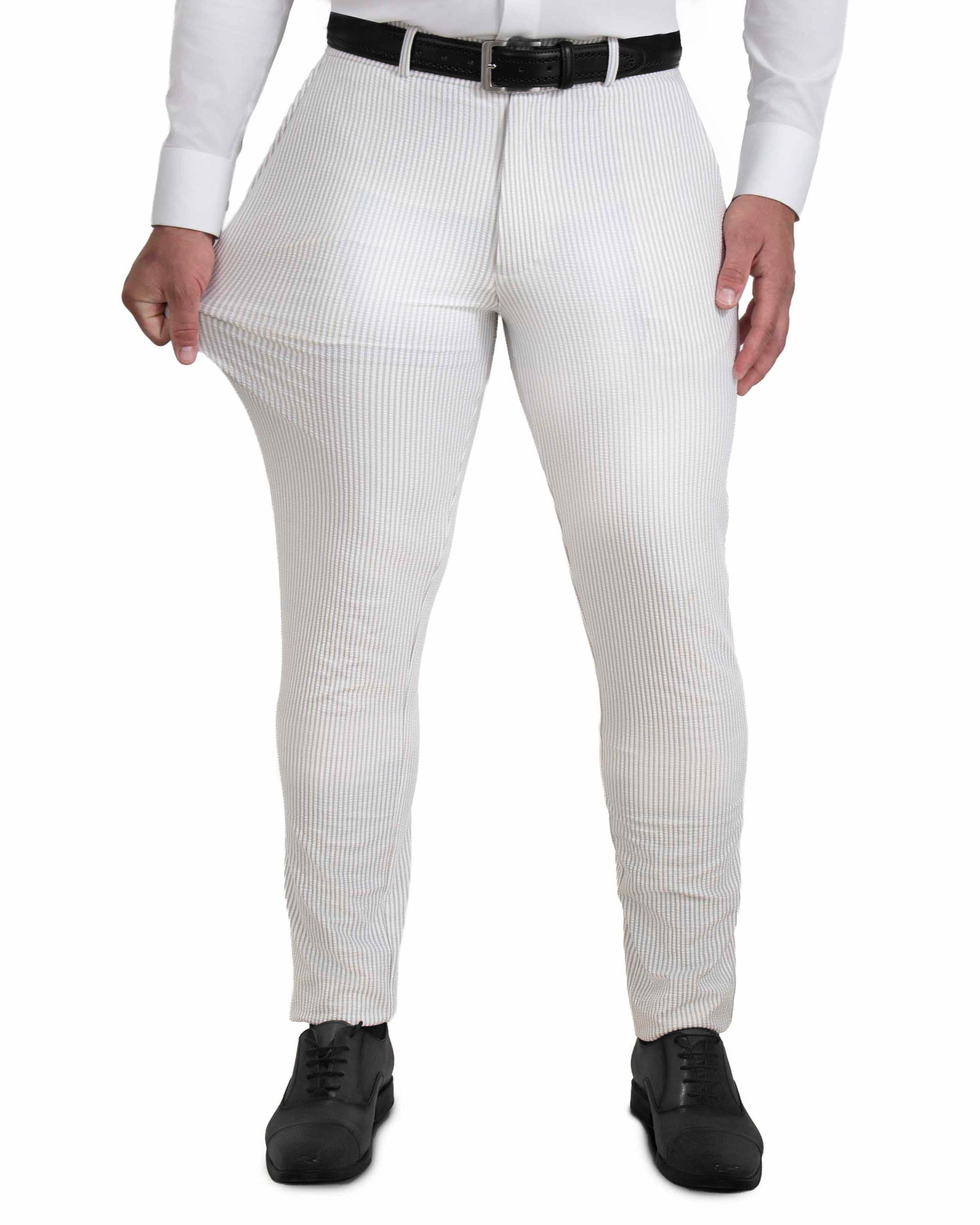 Athletic Fit Stretch Pants - Grey Seersucker