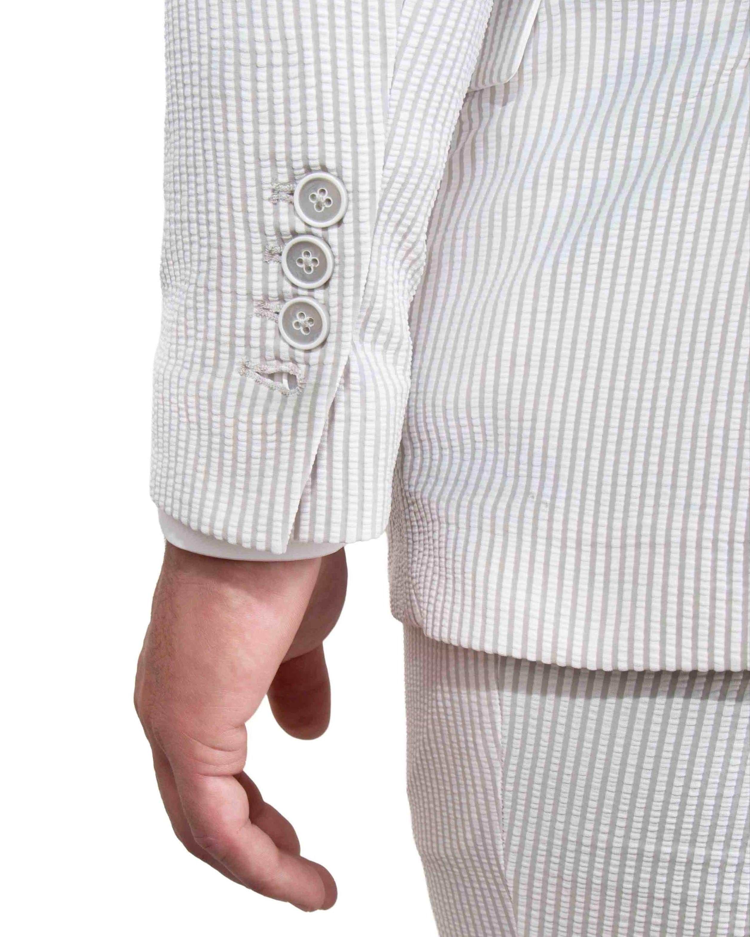 Athletic Fit Stretch Suit - Grey Seersucker