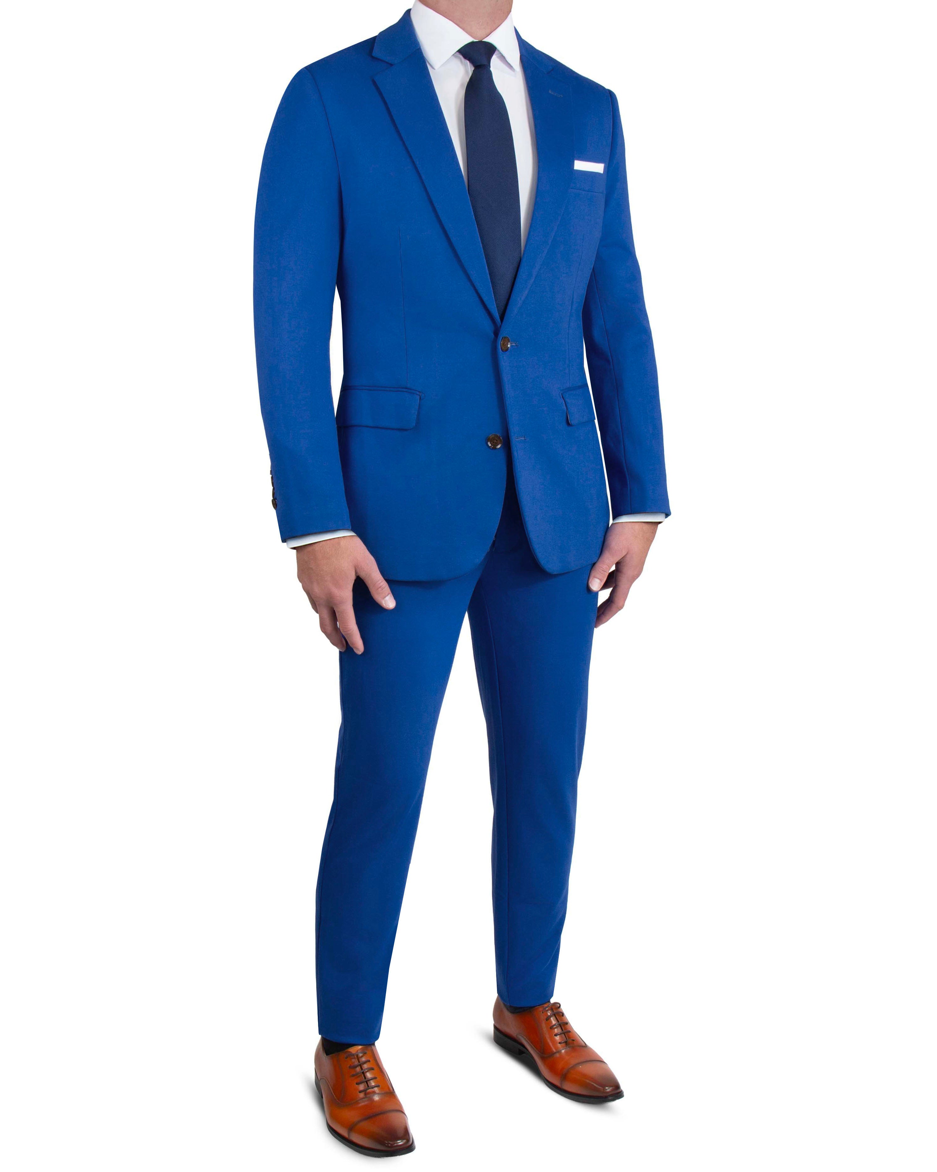 Athletic Fit Stretch Suit Pants - Solid Royal Blue
