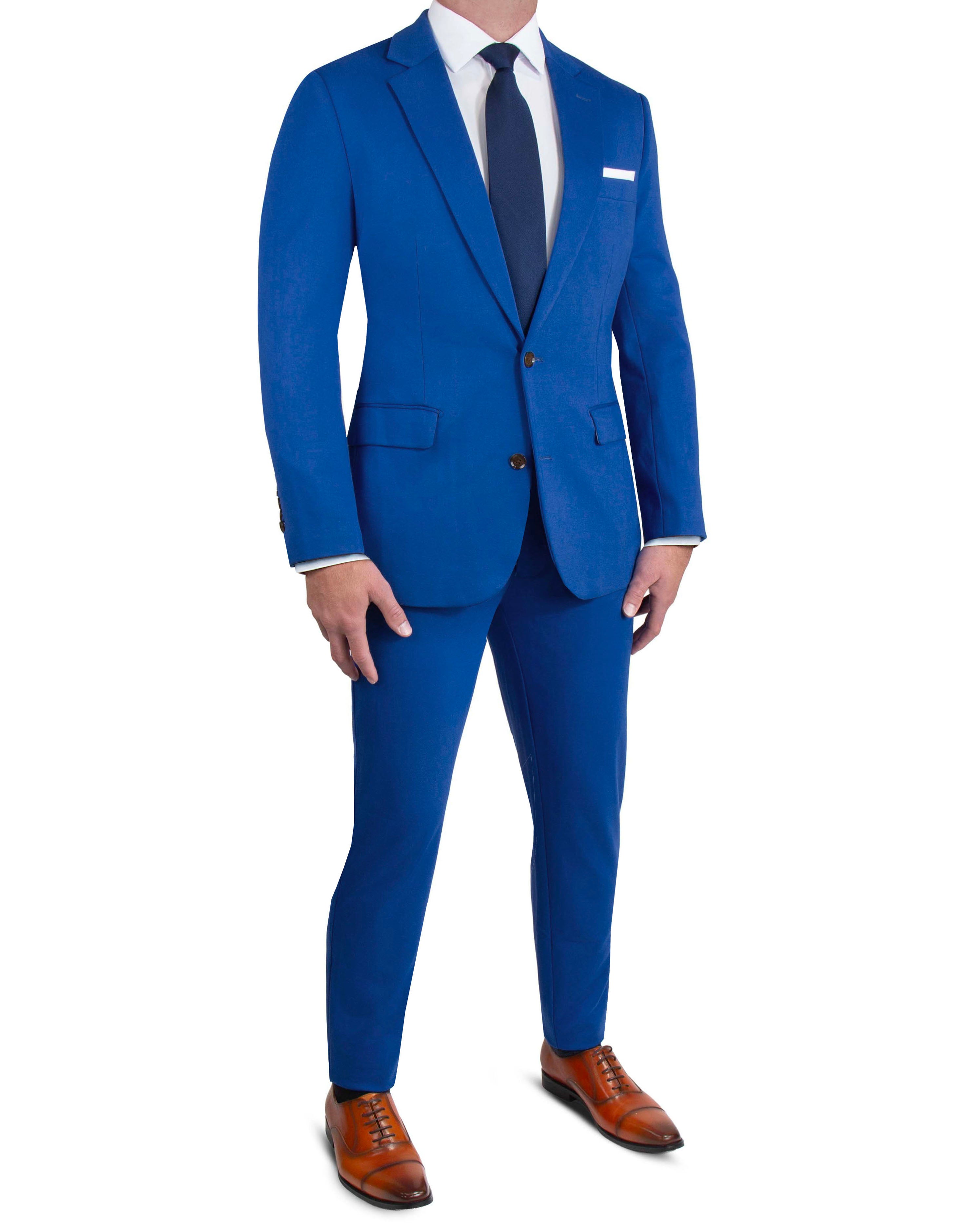 Athletic Fit Stretch Suit Pants - Solid Royal Blue