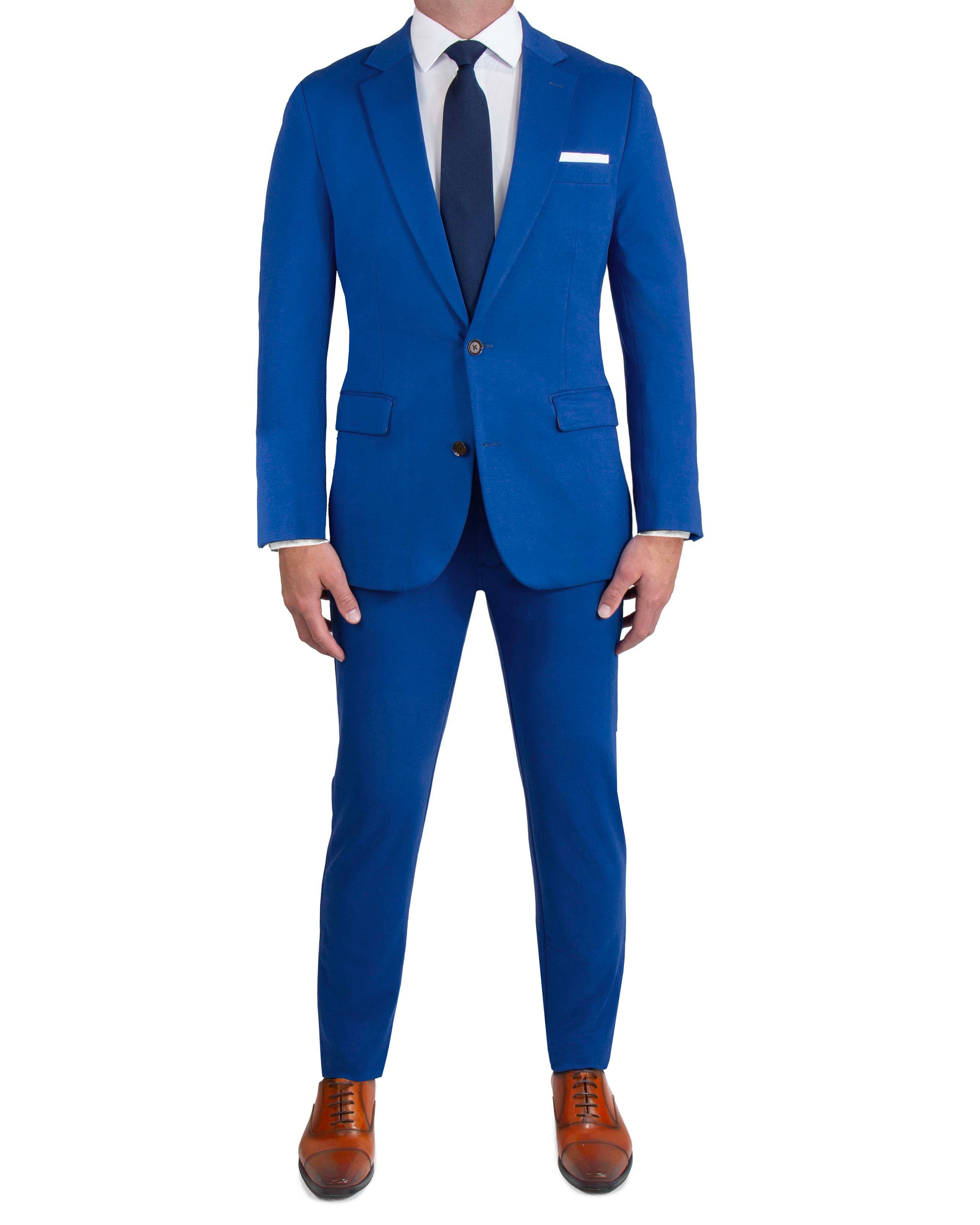 Athletic Fit Stretch Suit Pants - Solid Royal Blue