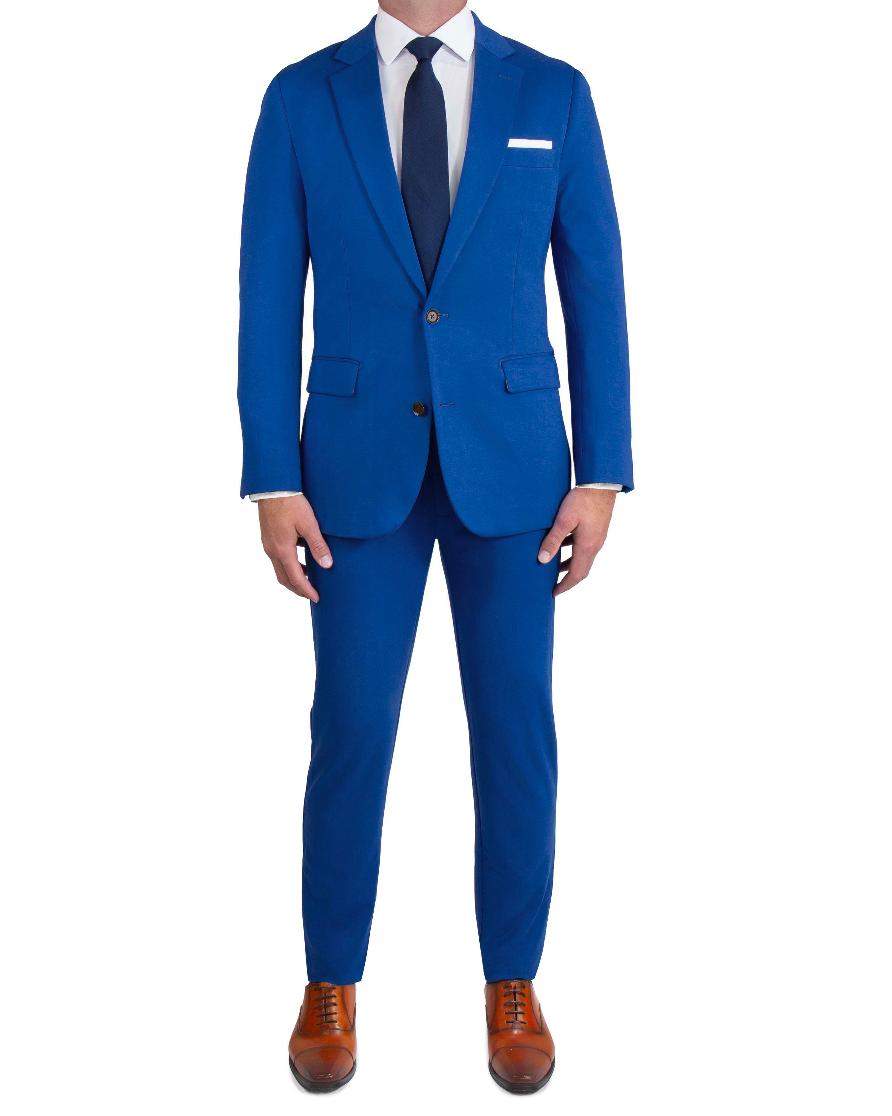 Athletic Fit Stretch Suit Pants - Solid Royal Blue
