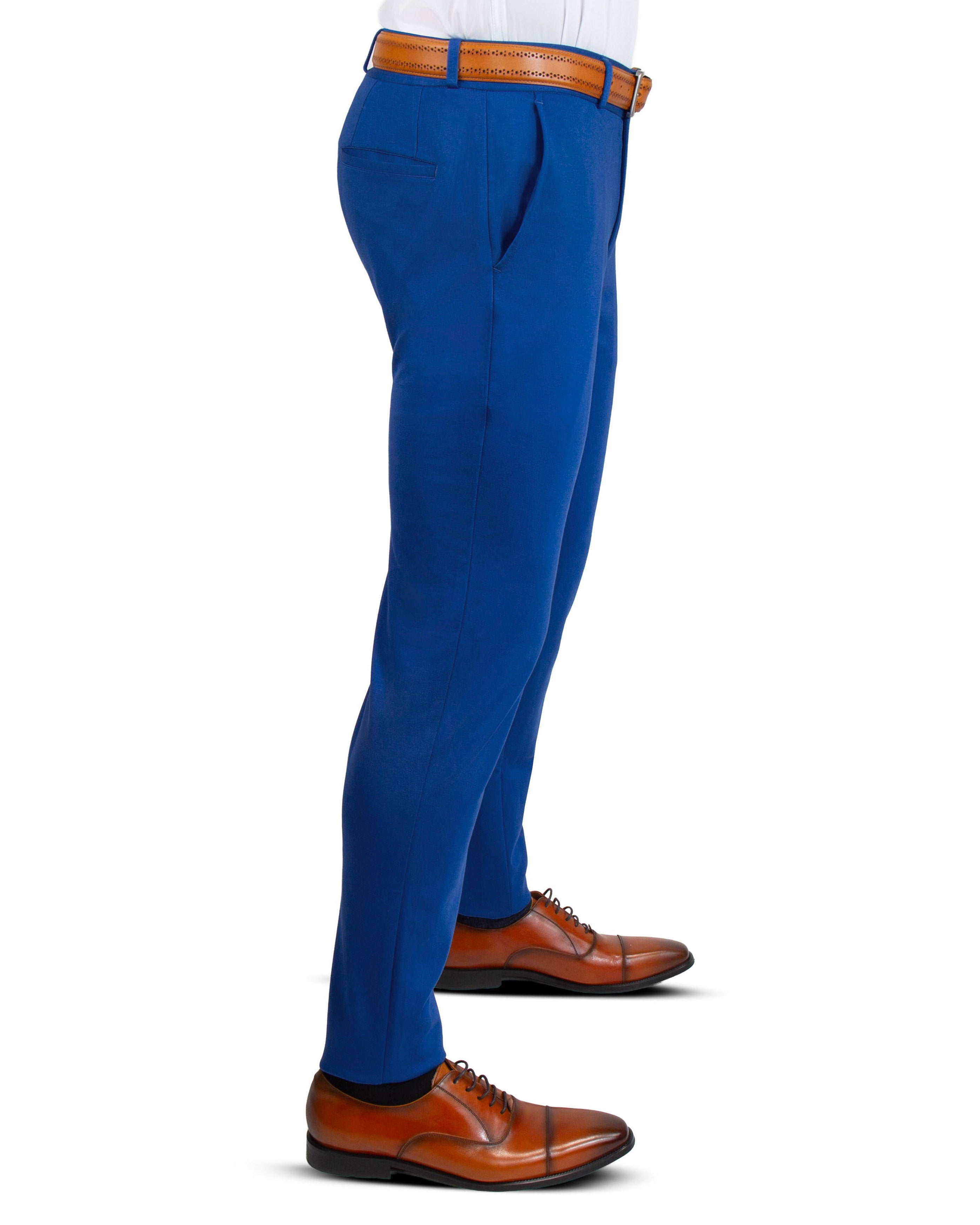 Athletic Fit Stretch Suit Pants - Solid Royal Blue