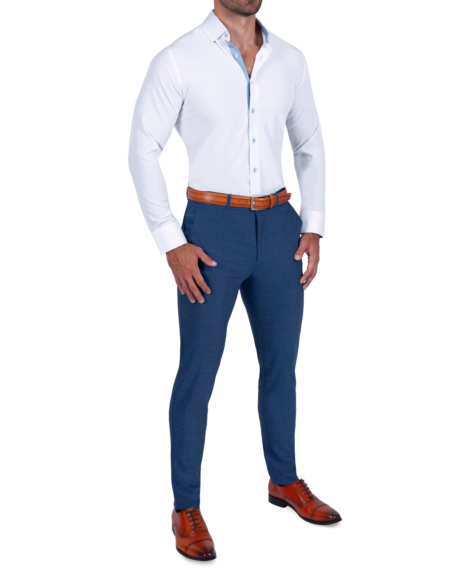 "The Briggs" Solid White with Light Blue Accents